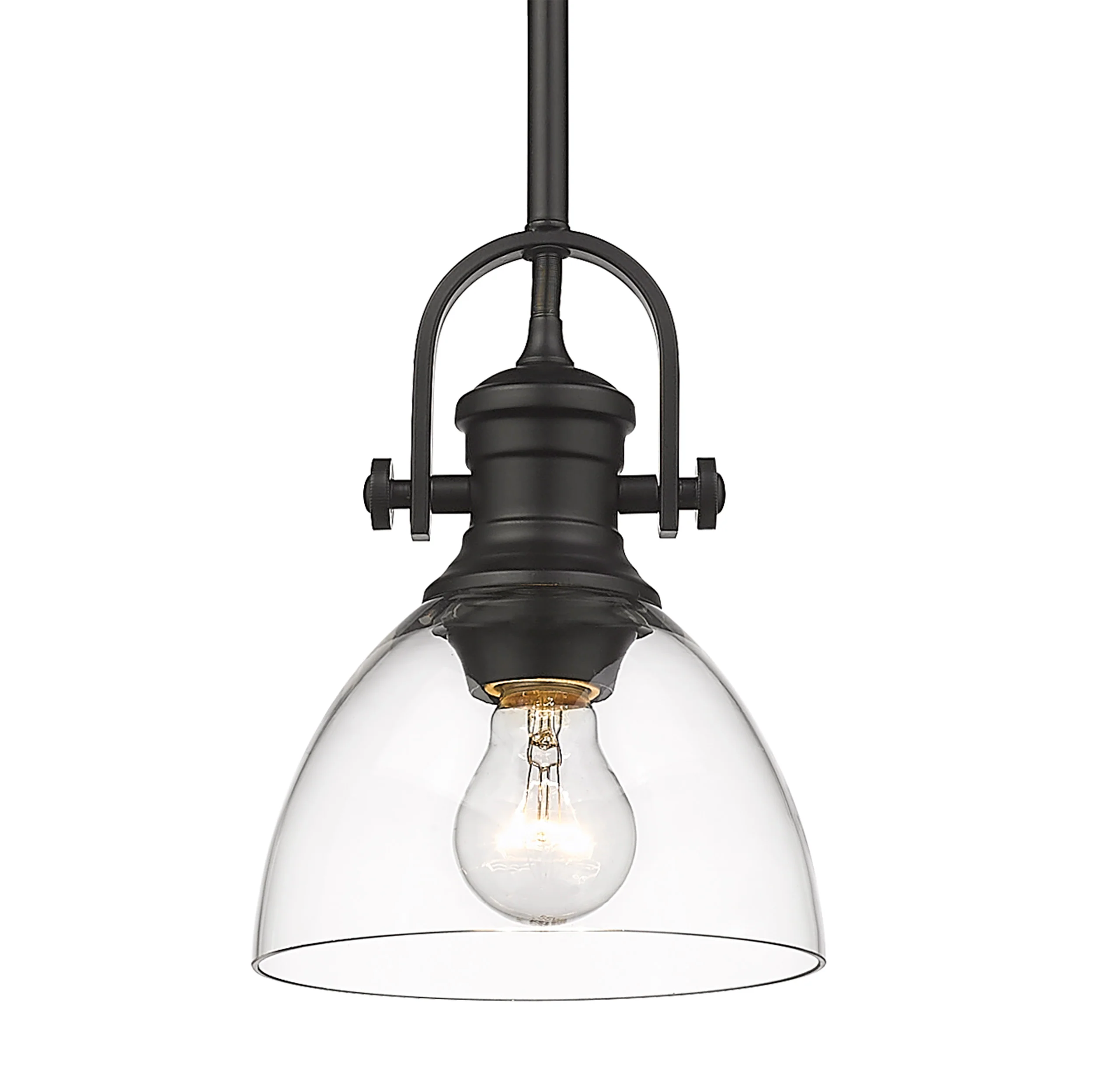 Hines 1-light 7in Pendant in Matte Black and Clear Glass