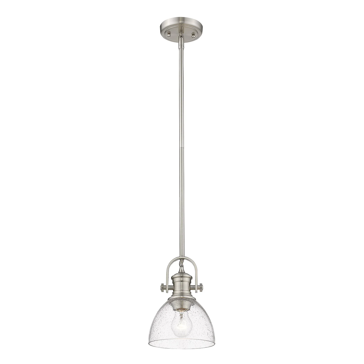 Hines 1-light 7in Pendant in Pewter and Seeded Glass - Image 2