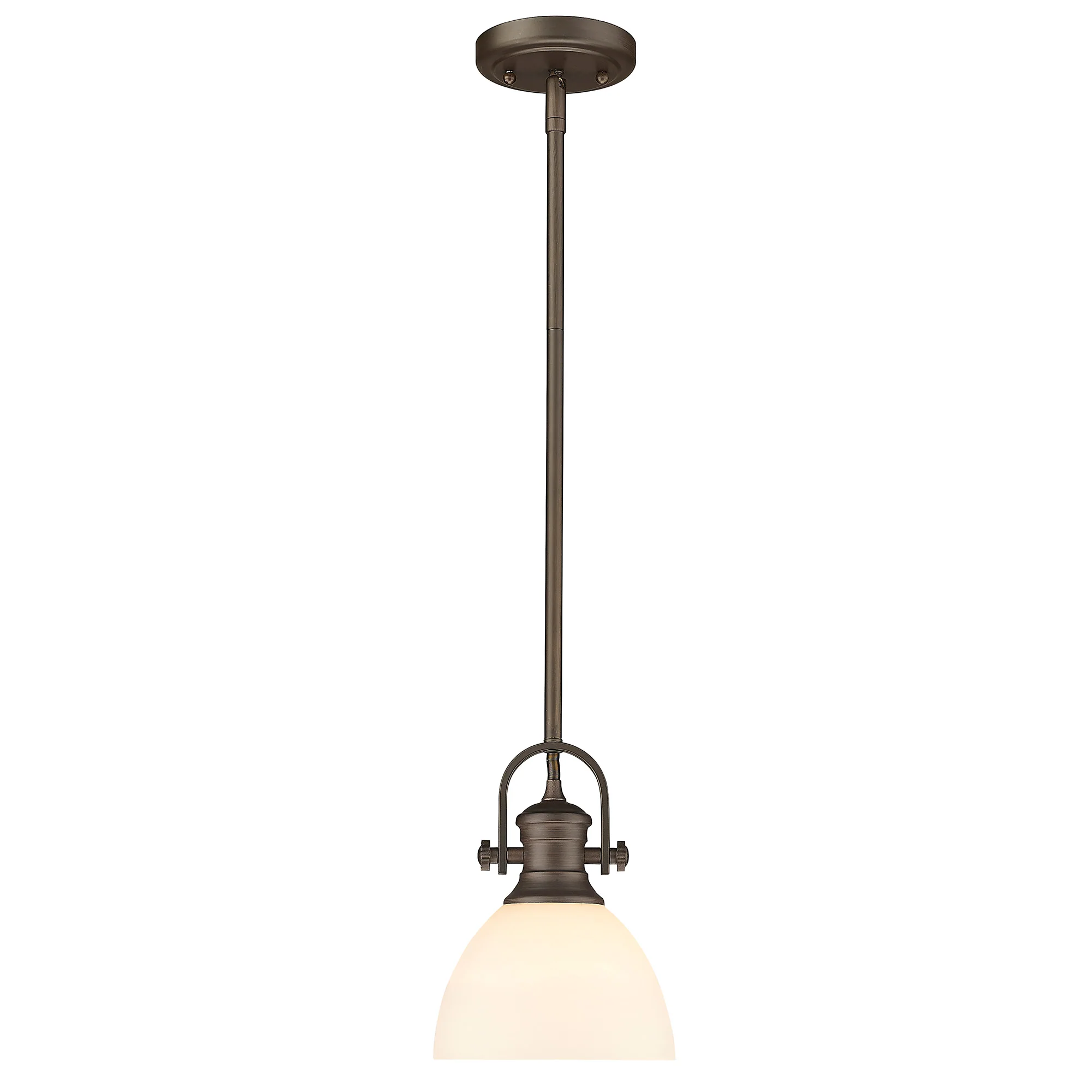 Hines 1-light 7in Pendant in Rubbed Bronze and Opal Glass - Image 2