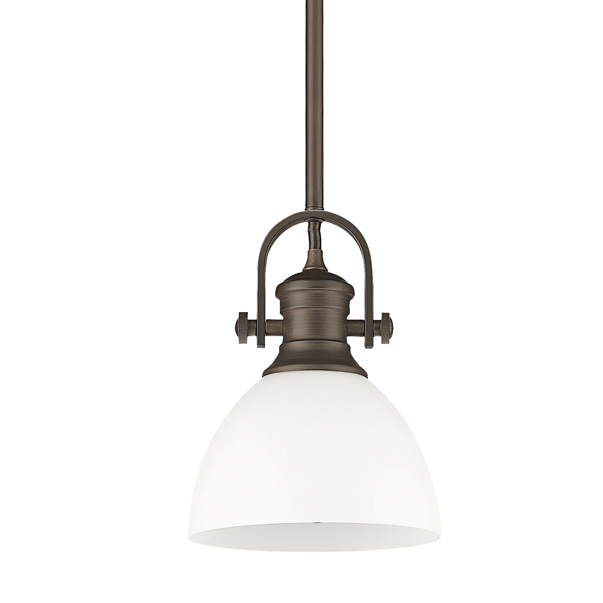 Hines 1-light 7in Pendant in Rubbed Bronze and Opal Glass - Image 4