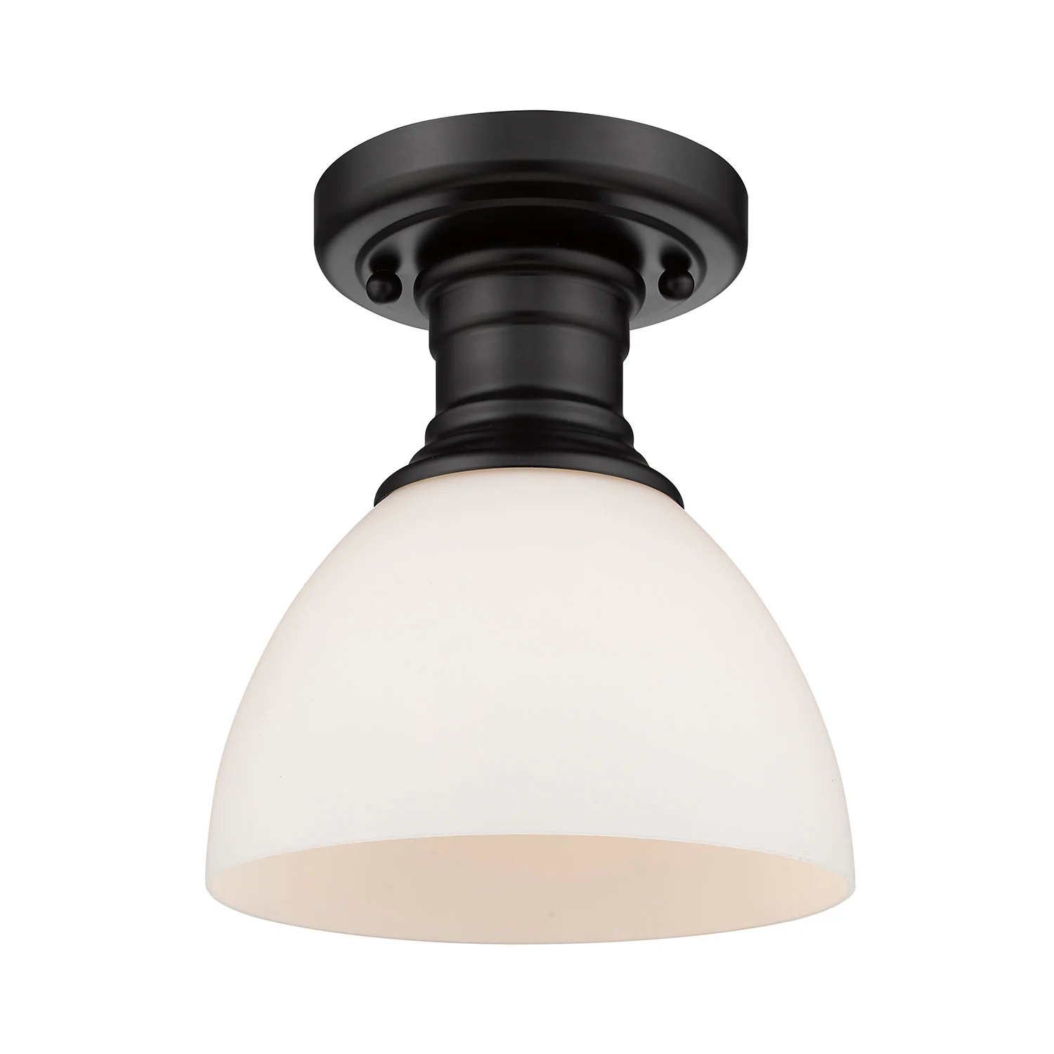 Hines 1-light Semi-Flush Mount in Matte Black and Opal Glass