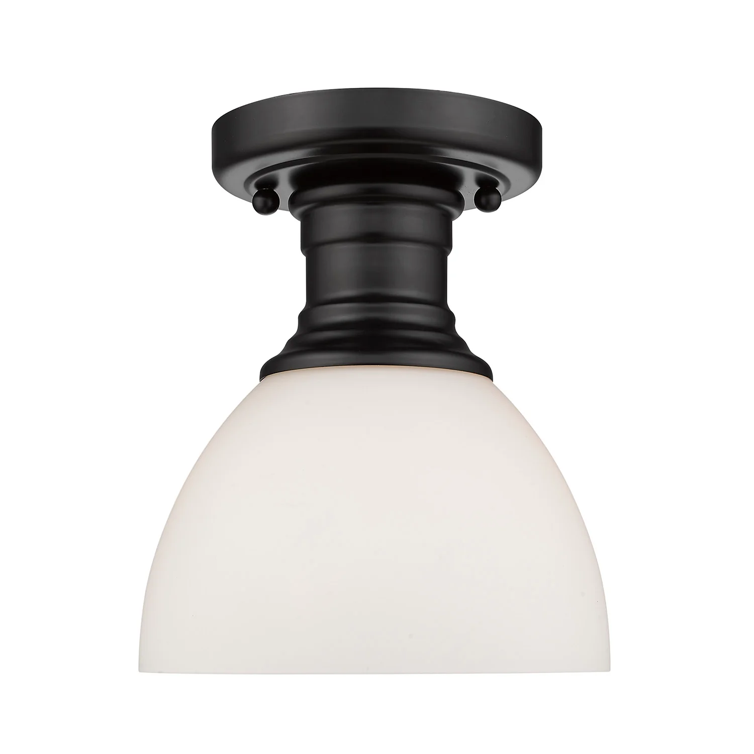 Hines 1-light Semi-Flush Mount in Matte Black and Opal Glass - Image 2
