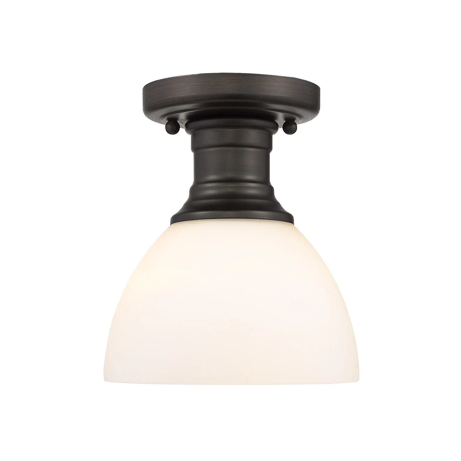 Hines 1-light Semi-Flush Mount in Rubbed Bronze and Opal Glass - Image 2