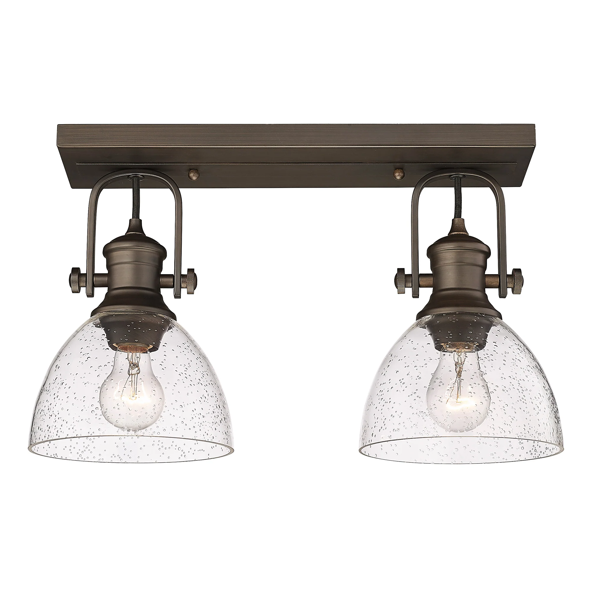 Hines 2-light Semi-Flush Mount in Rubbed Bronze and Seeded Glass - Image 2