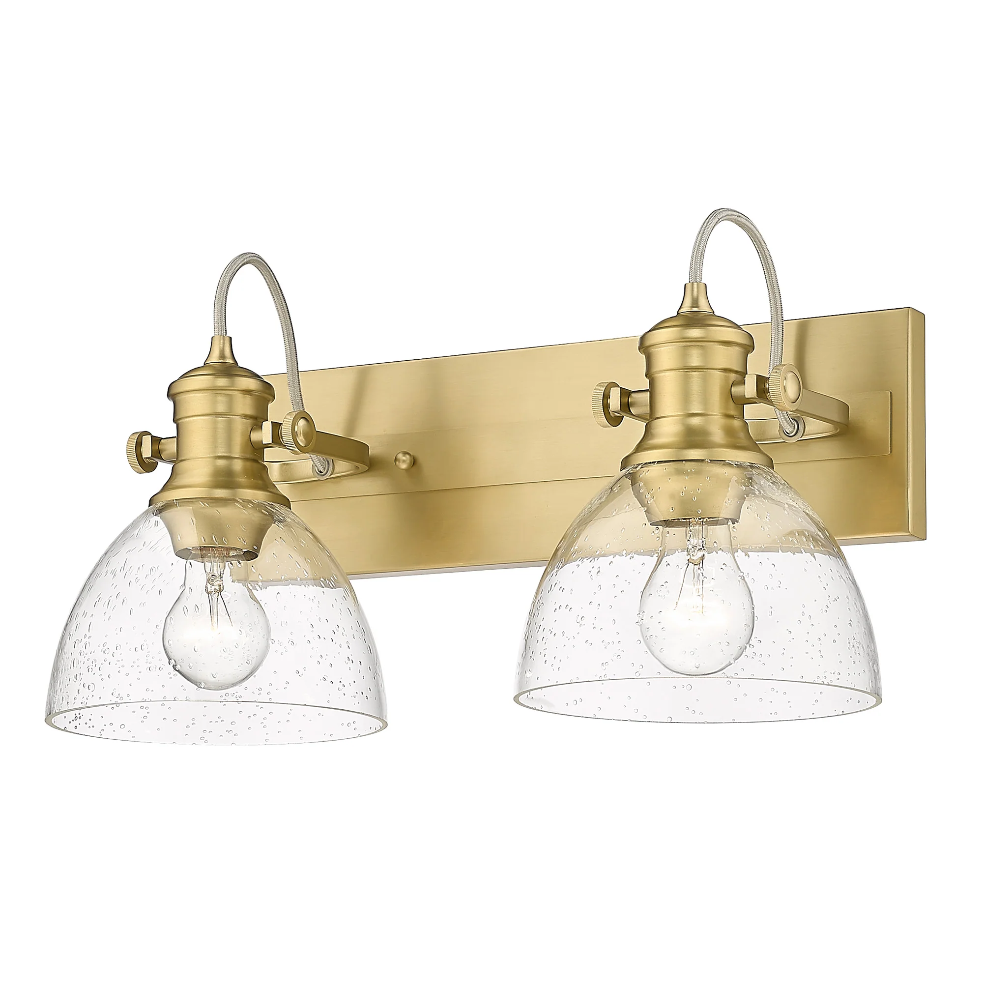 Hines 2-light Vanity in Brushed Champagne Brass and Seeded Glass - Image 2