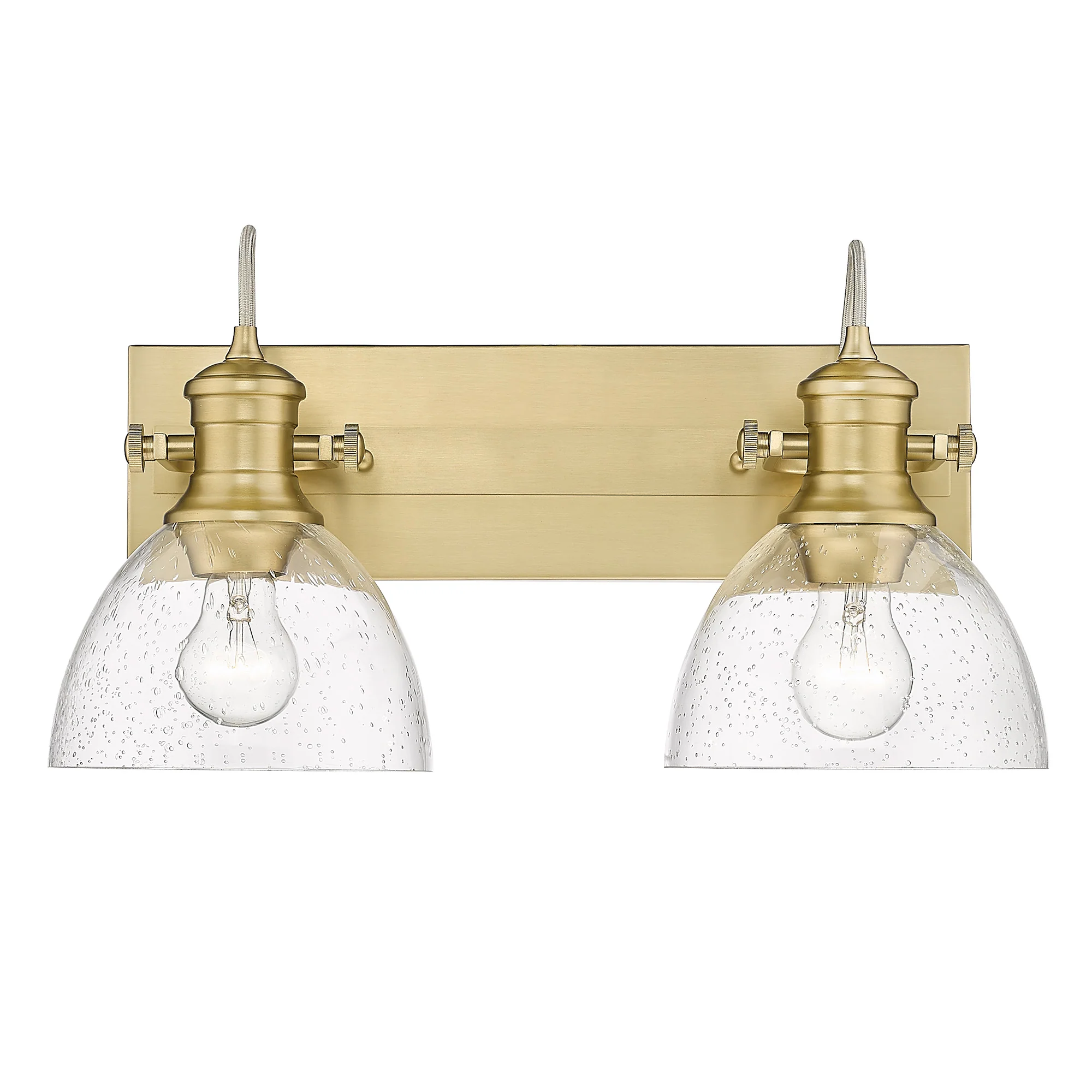 Hines 2-light Vanity in Brushed Champagne Brass and Seeded Glass - Image 3