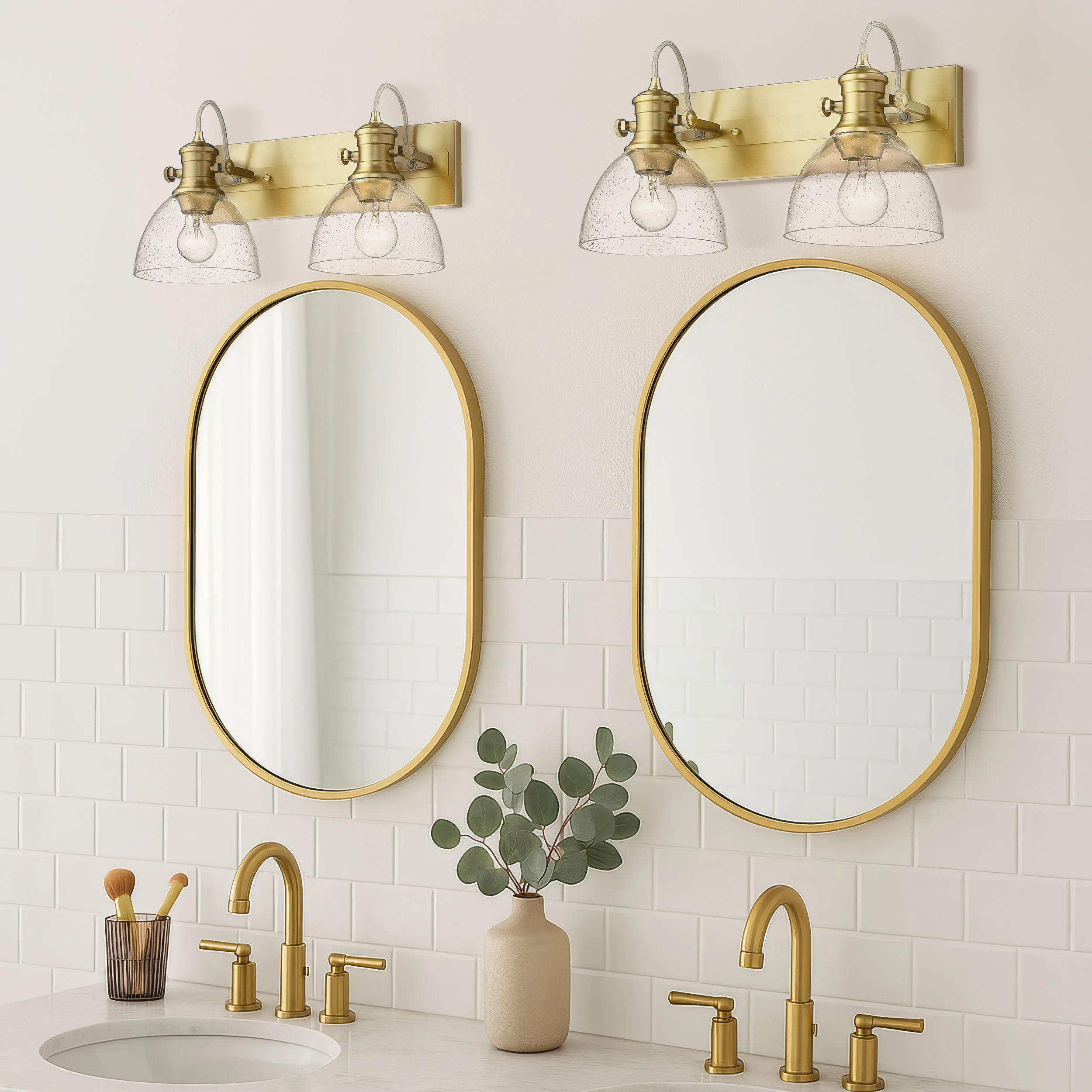 Hines 2-light Vanity in Brushed Champagne Brass and Seeded Glass - Image 4