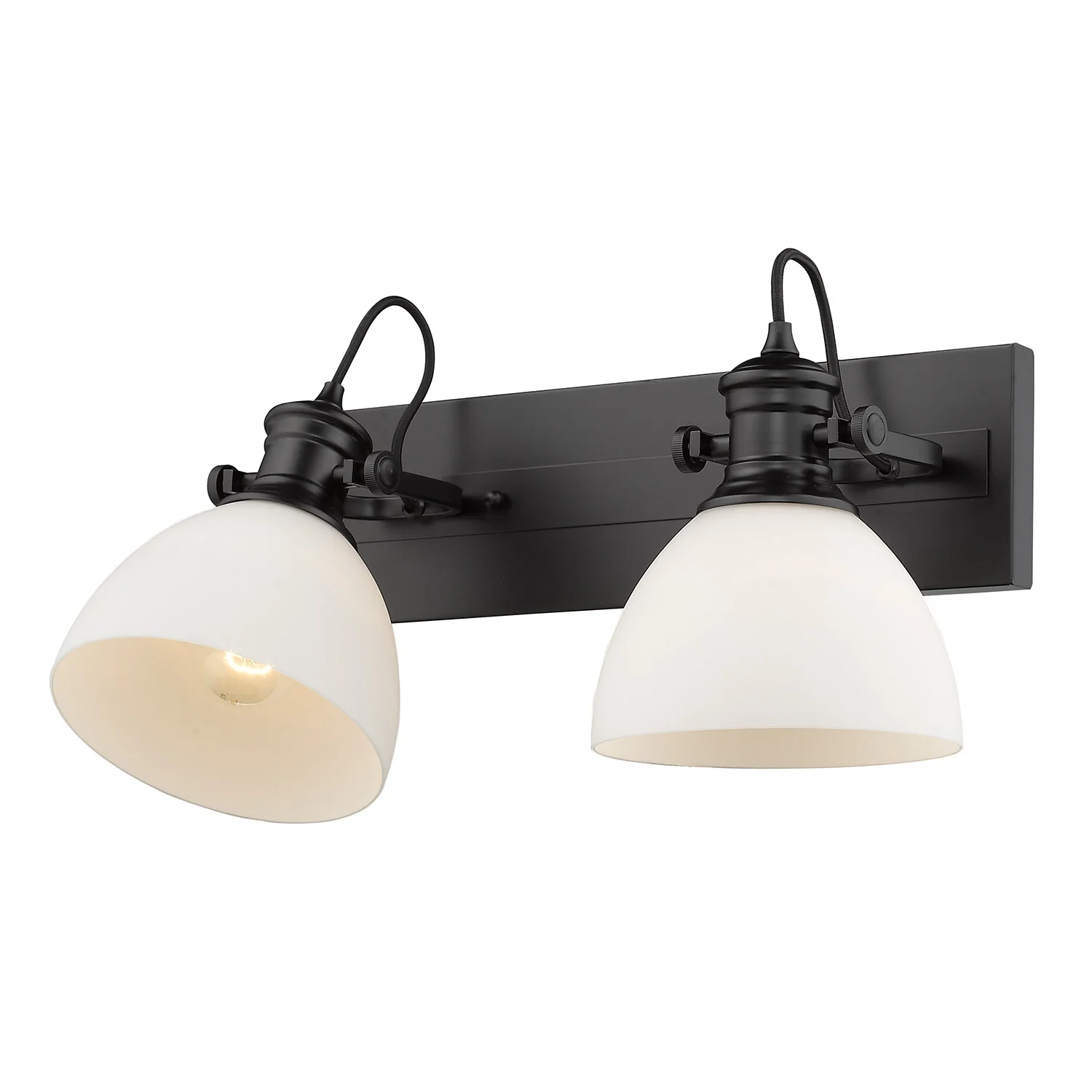 Hines 2-light Vanity in Matte Black and Opal Glass