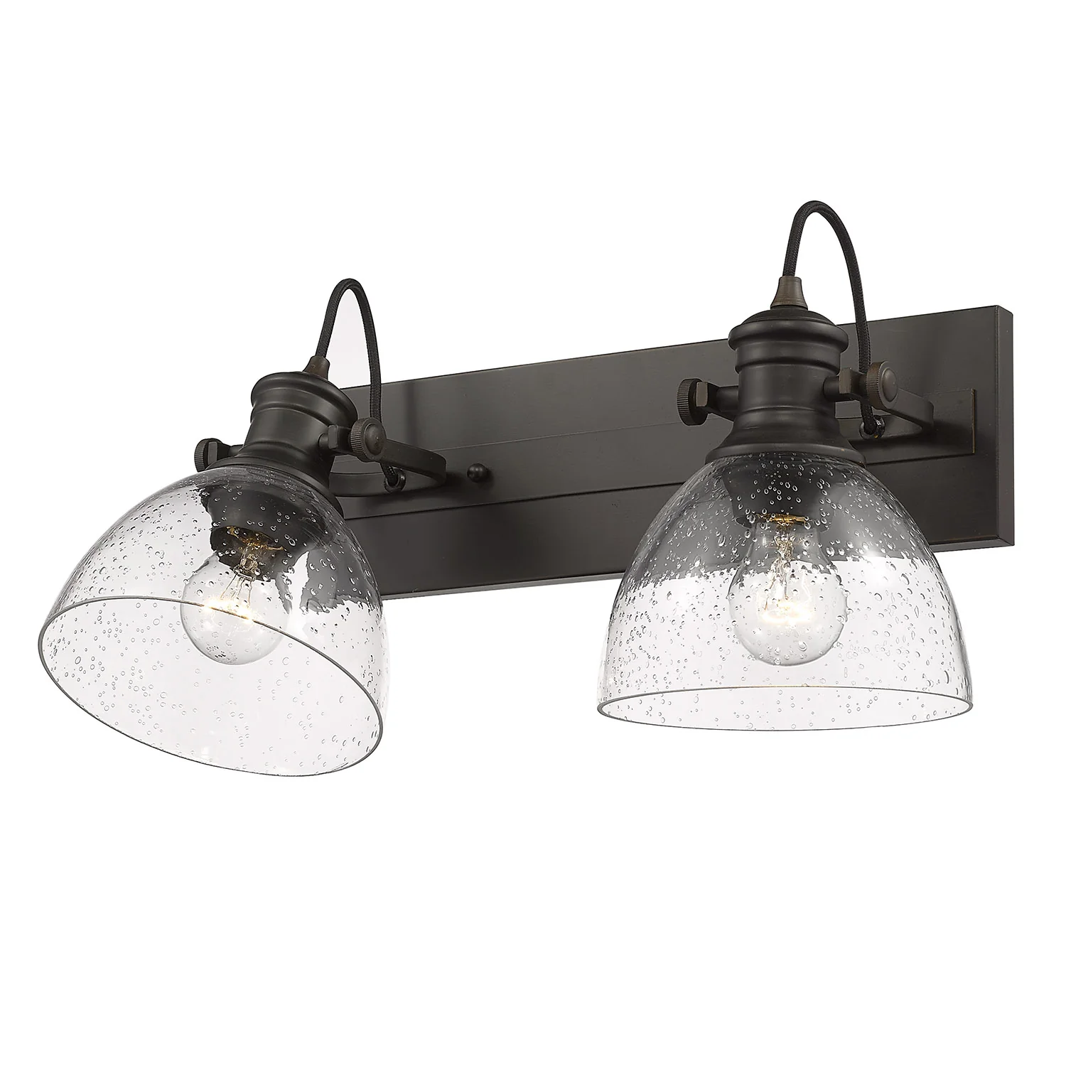 Hines 2-light Vanity in Rubbed Bronze and Seeded Glass