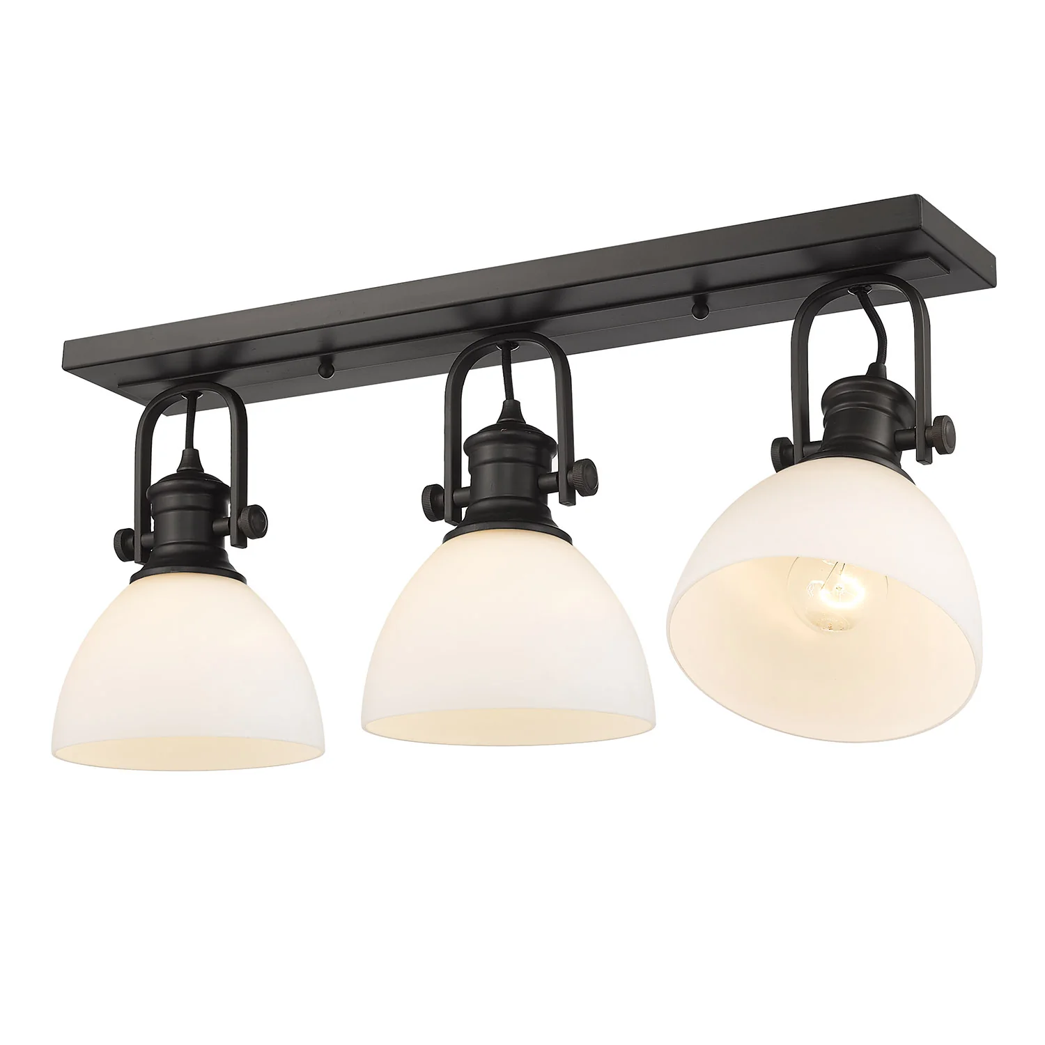 Hines 3-light Semi-Flush Mount in Rubbed Bronze and Opal Glass