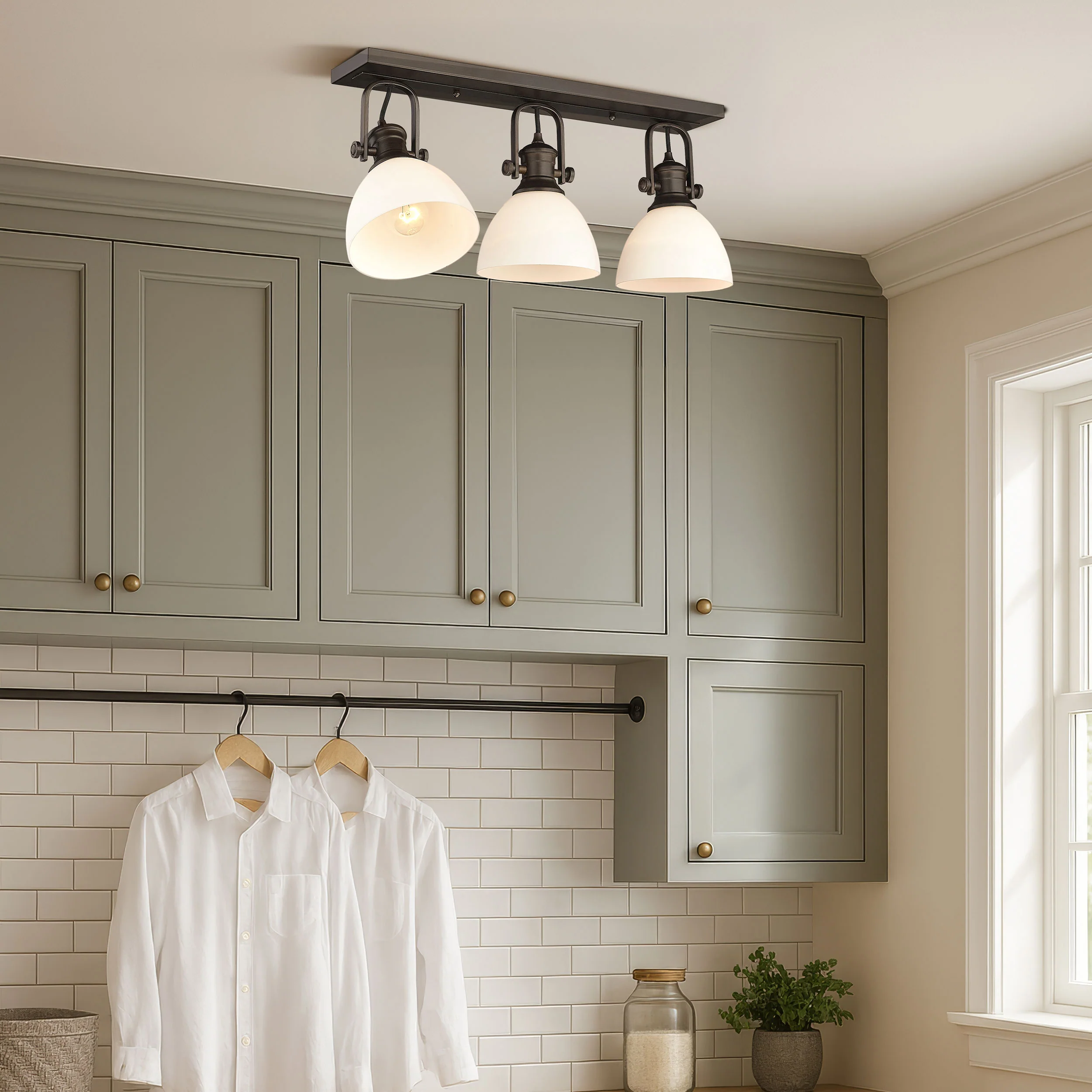 Hines 3-light Semi-Flush Mount in Rubbed Bronze and Opal Glass - Image 4