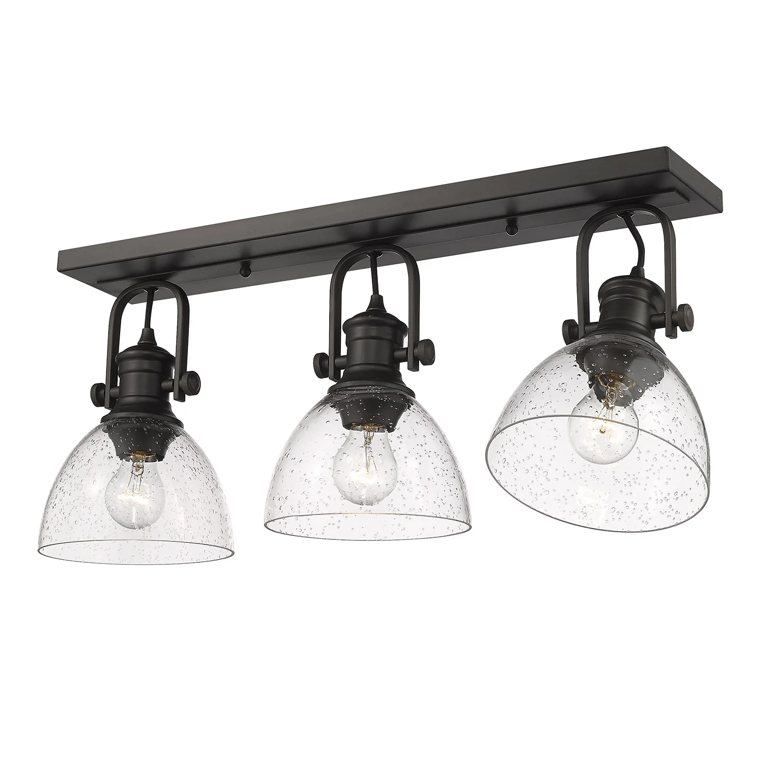 Hines 3-light Semi-Flush Mount in Rubbed Bronze and Seeded Glass