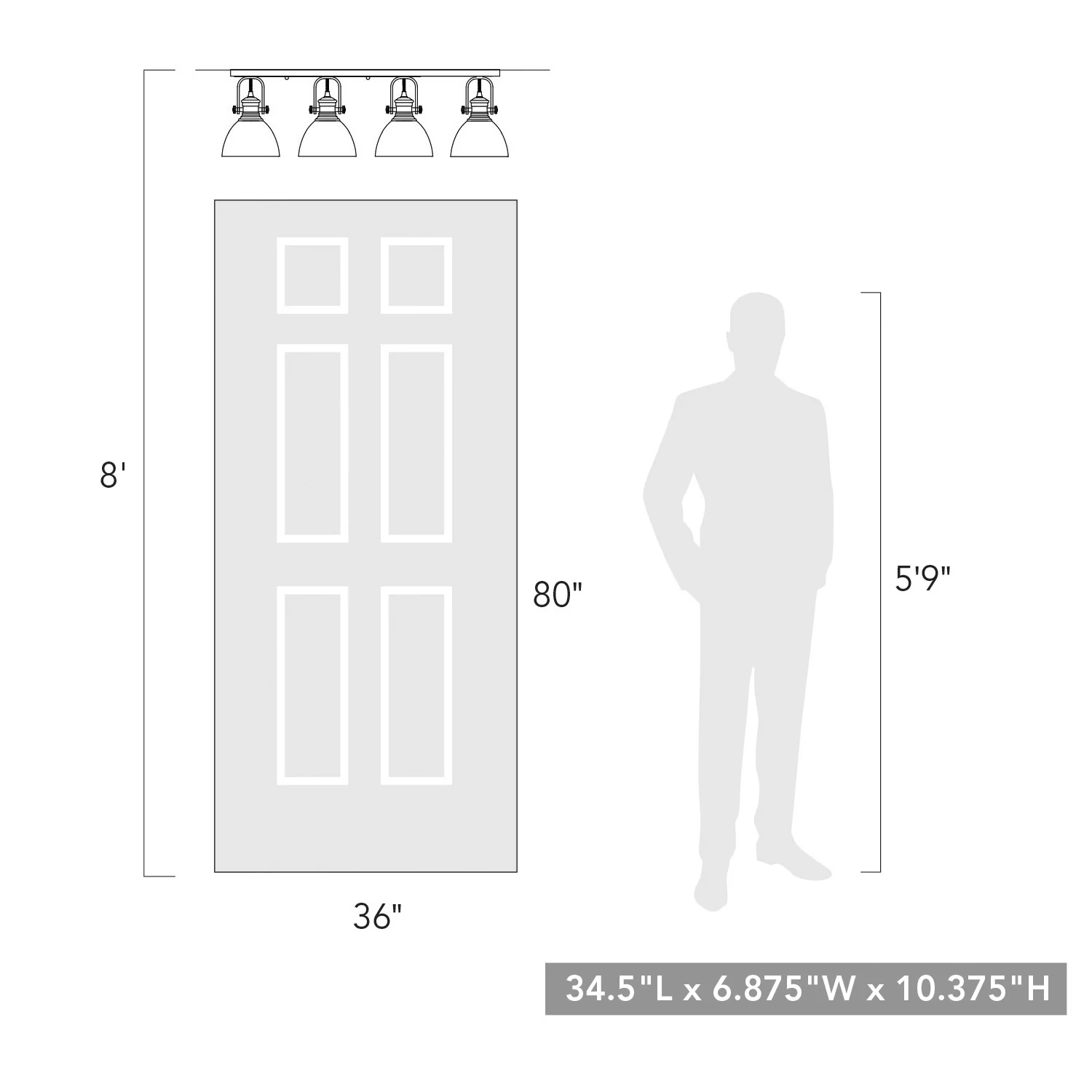 Hines 4-light Semi-Flush Mount in Matte Black - Image 4