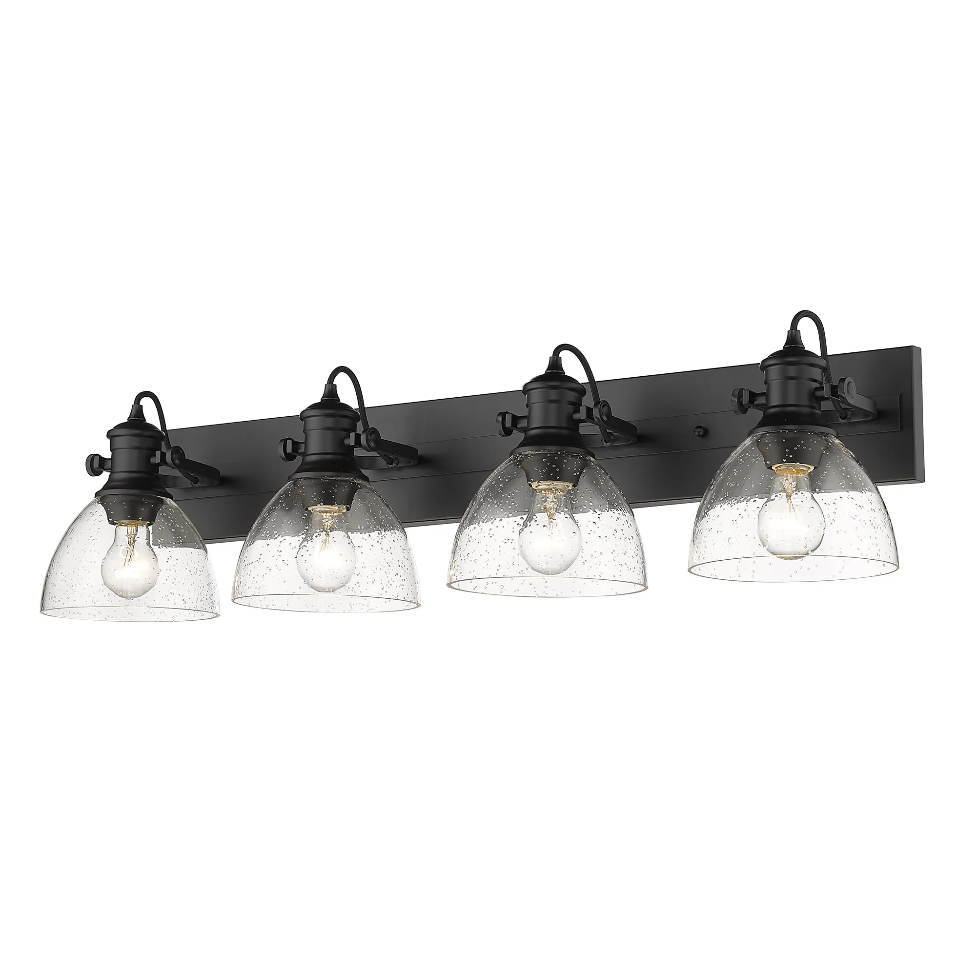 Hines 4-light Vanity in Matte Black and Seeded Glass