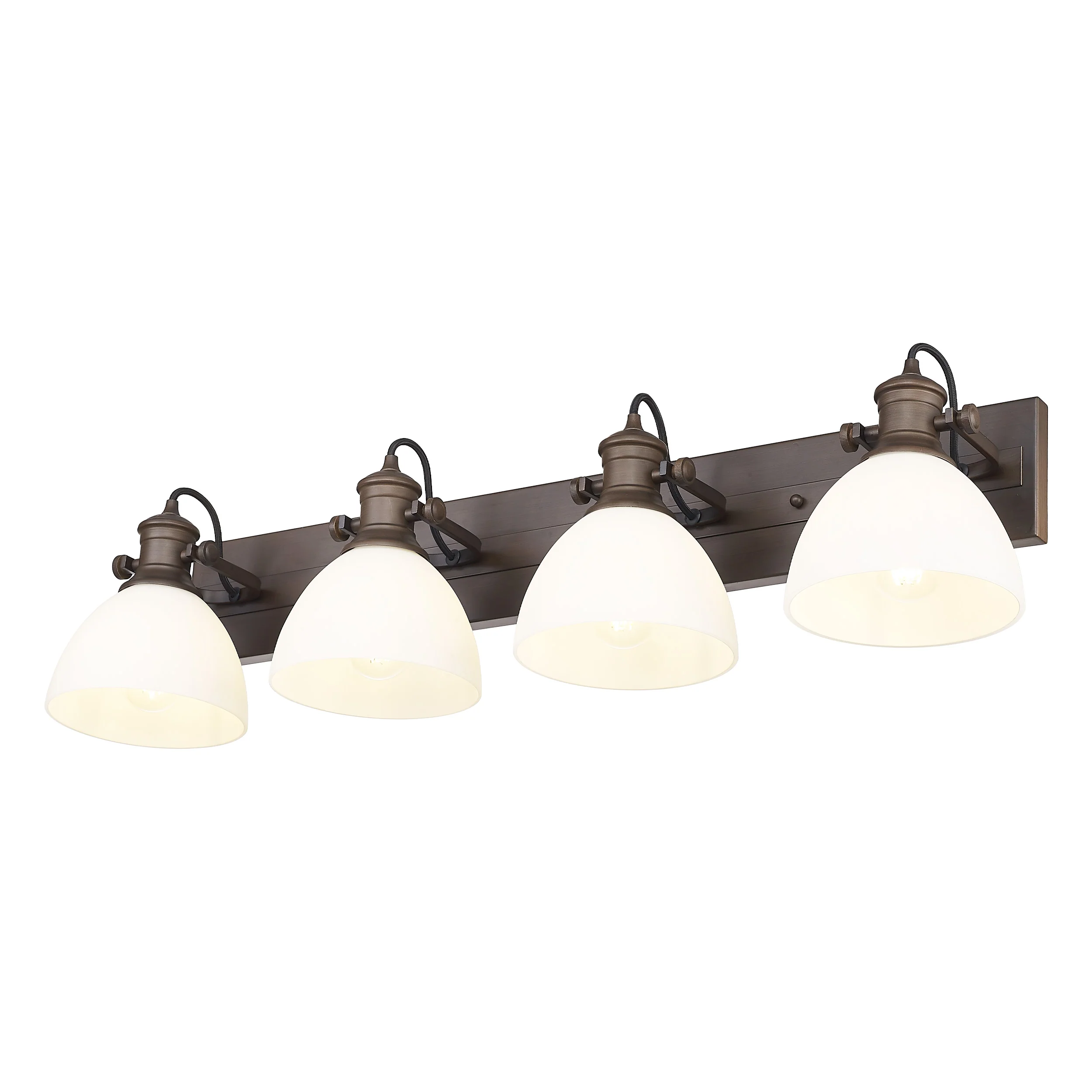 Hines 4-light Vanity in Rubbed Bronze and Opal Glass