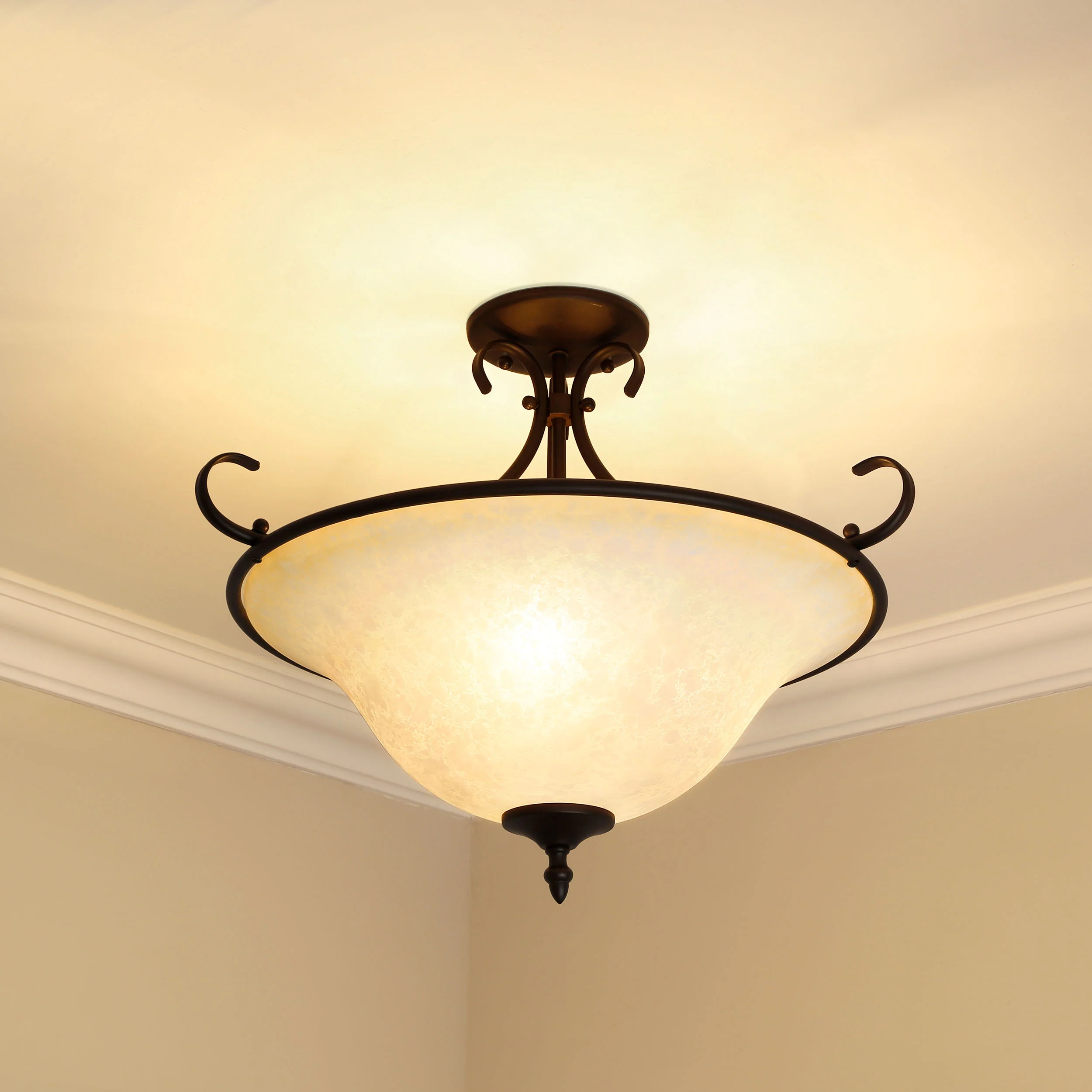 Homestead 3-light Semi-Flush Mount in Rubbed Bronze - Image 4