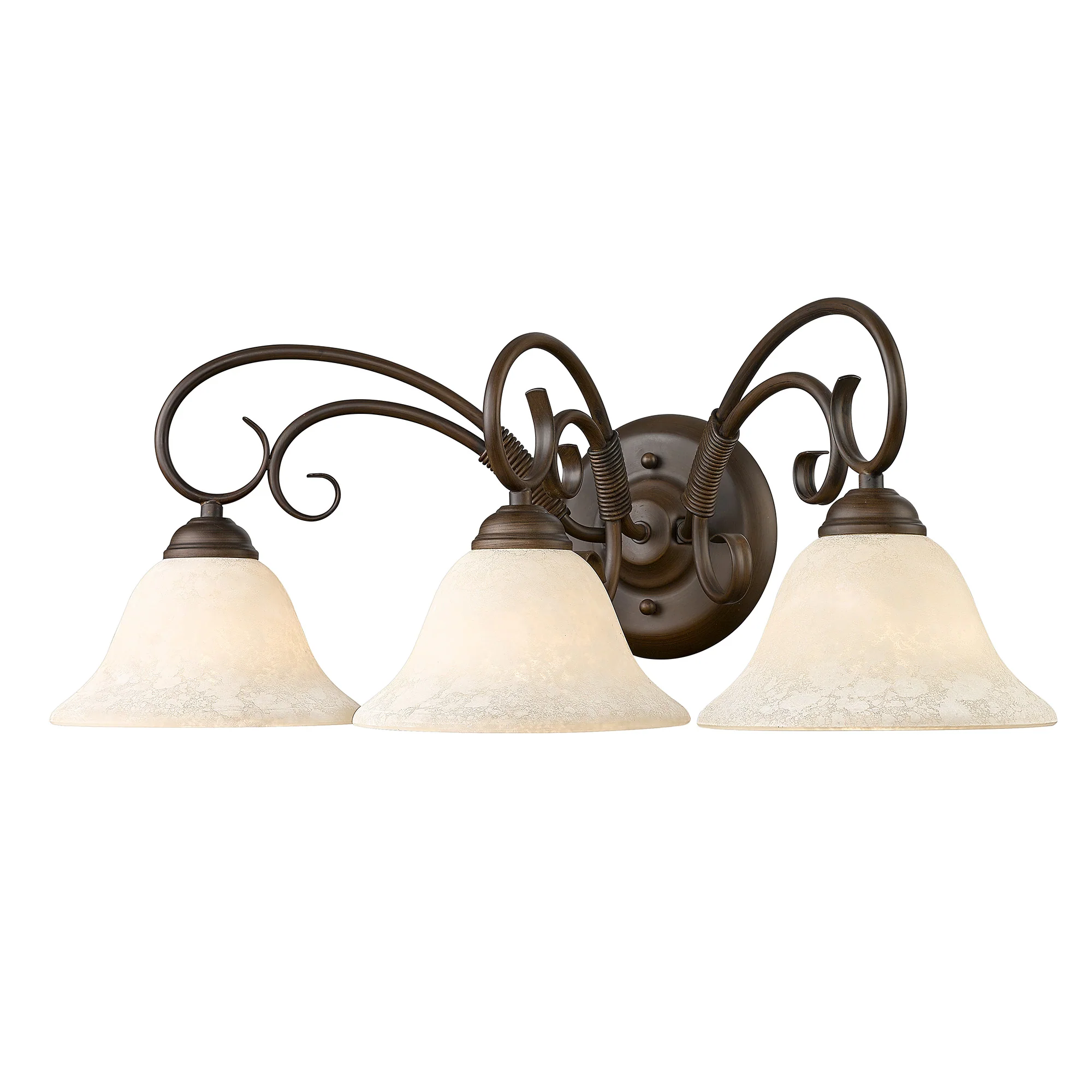Homestead 3-light Vanity in Rubbed Bronze and Tea Stone Glass