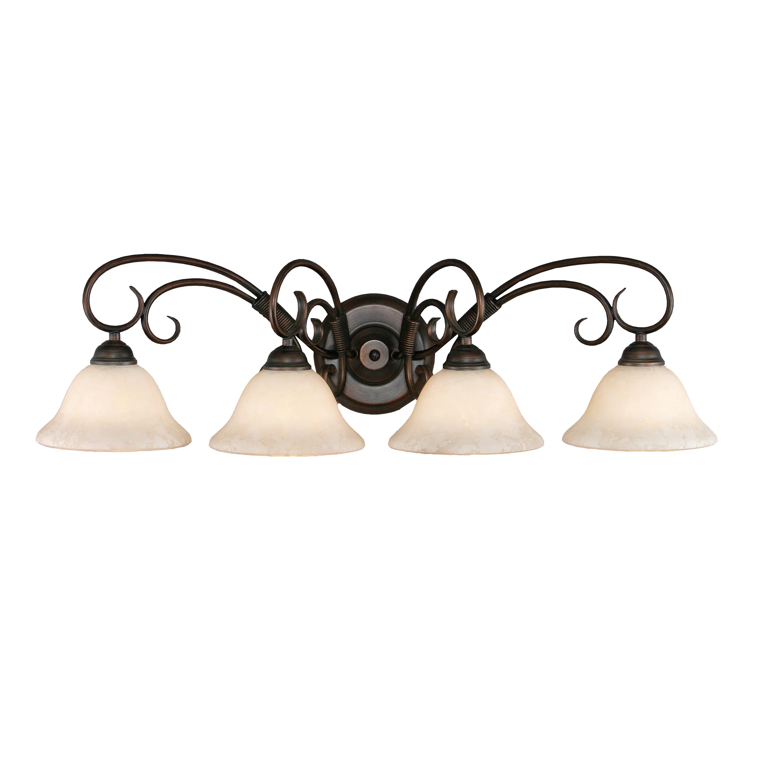 Homestead 4-light Vanity in Rubbed Bronze and Tea Stone Glass - Image 3