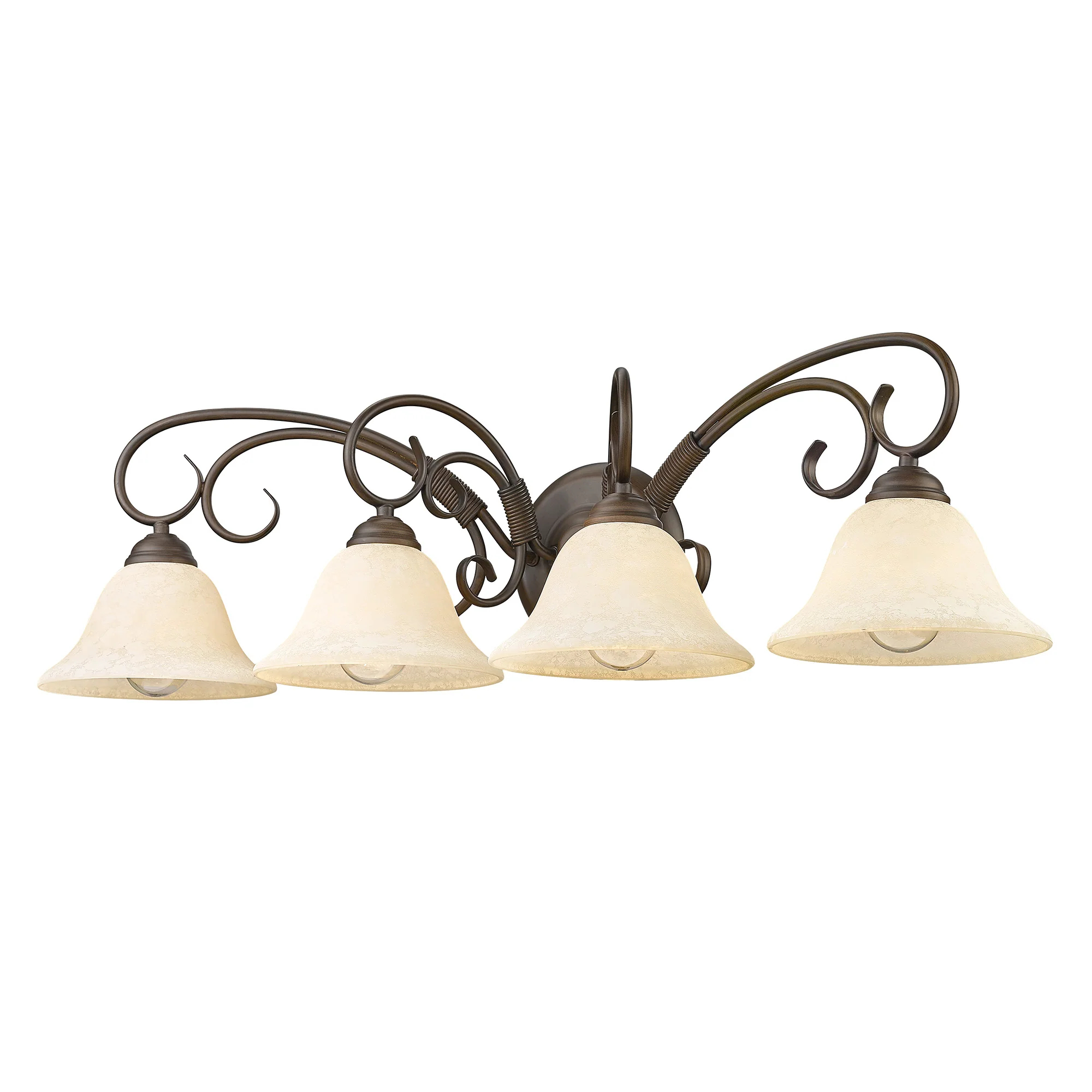 Homestead 4-light Vanity in Rubbed Bronze and Tea Stone Glass - Image 4