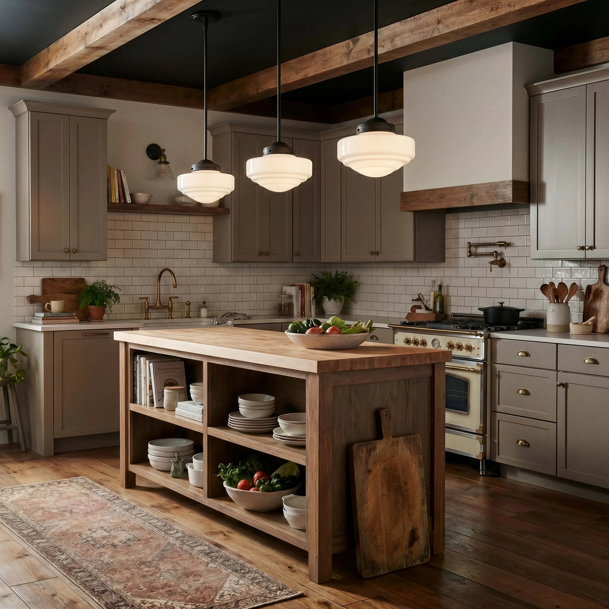 Ingalls 1-light 12in Pendant in Matte Black and Vintage Milk Glass - Image 4