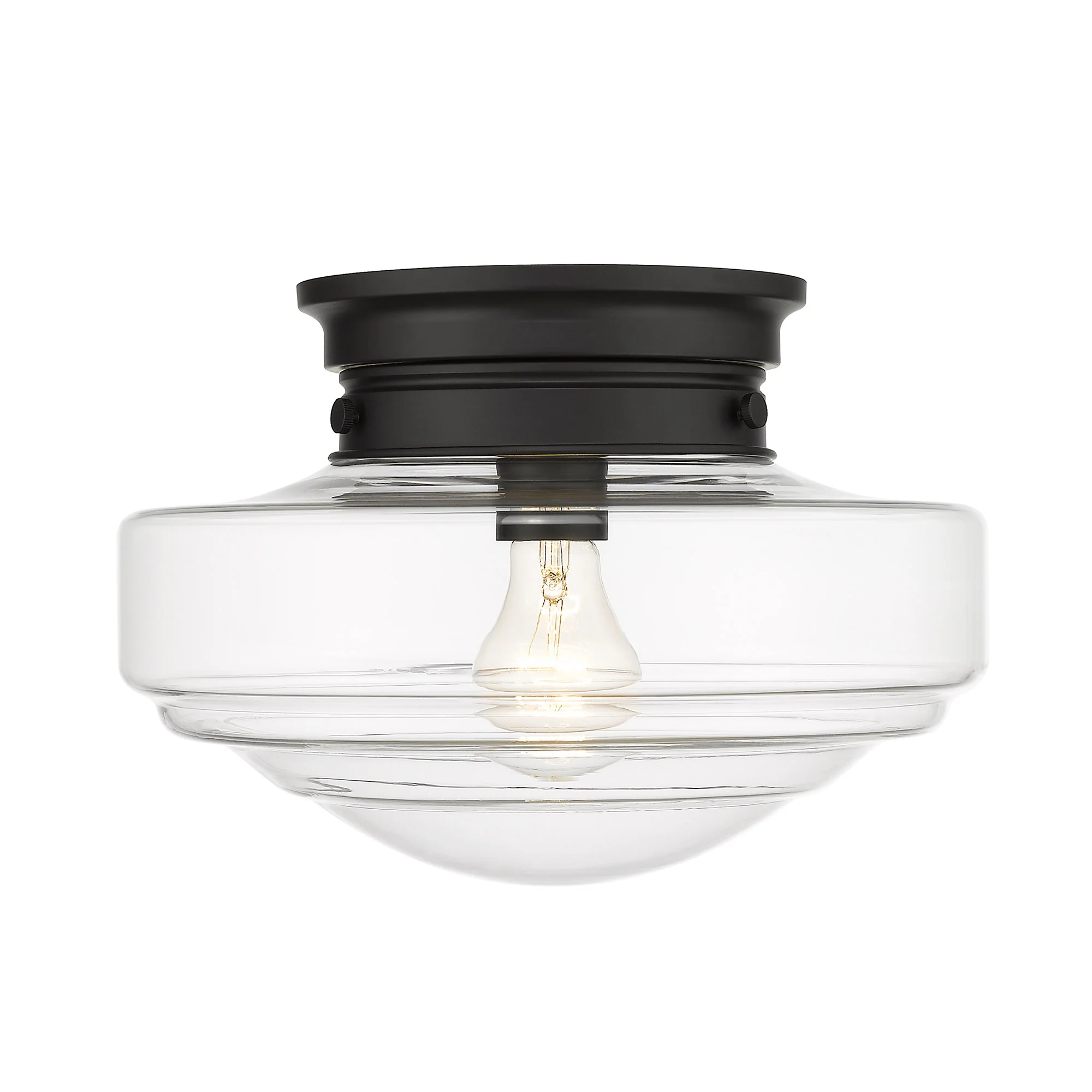 Ingalls 1-light 12in Semi-Flush Mount in Matte Black and Clear Glass - Image 2