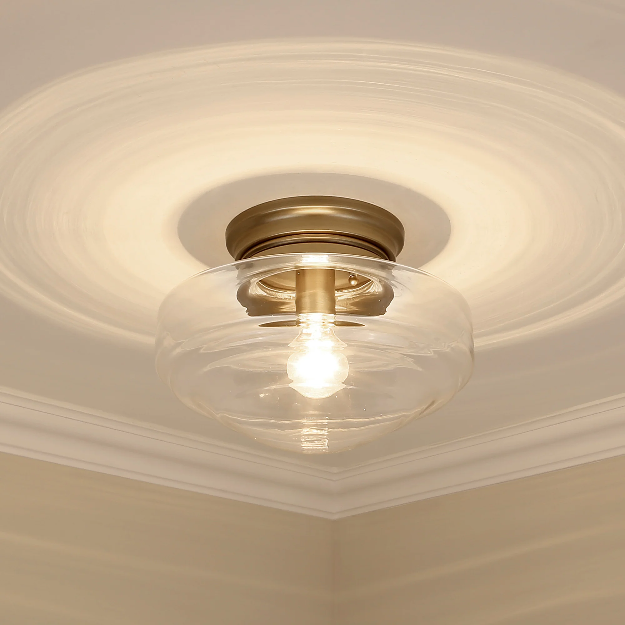 Ingalls 1-light 12in Semi-Flush Mount in Modern Brass and Clear Glass - Image 3
