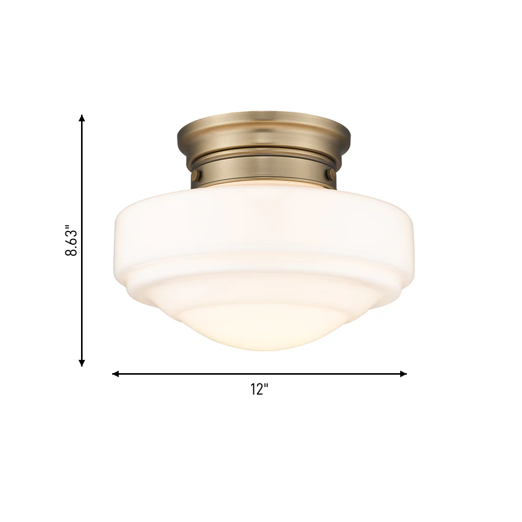 Ingalls 1-light 12in Semi-Flush Mount in Modern Brass and Vintage Milk Glass - Image 6