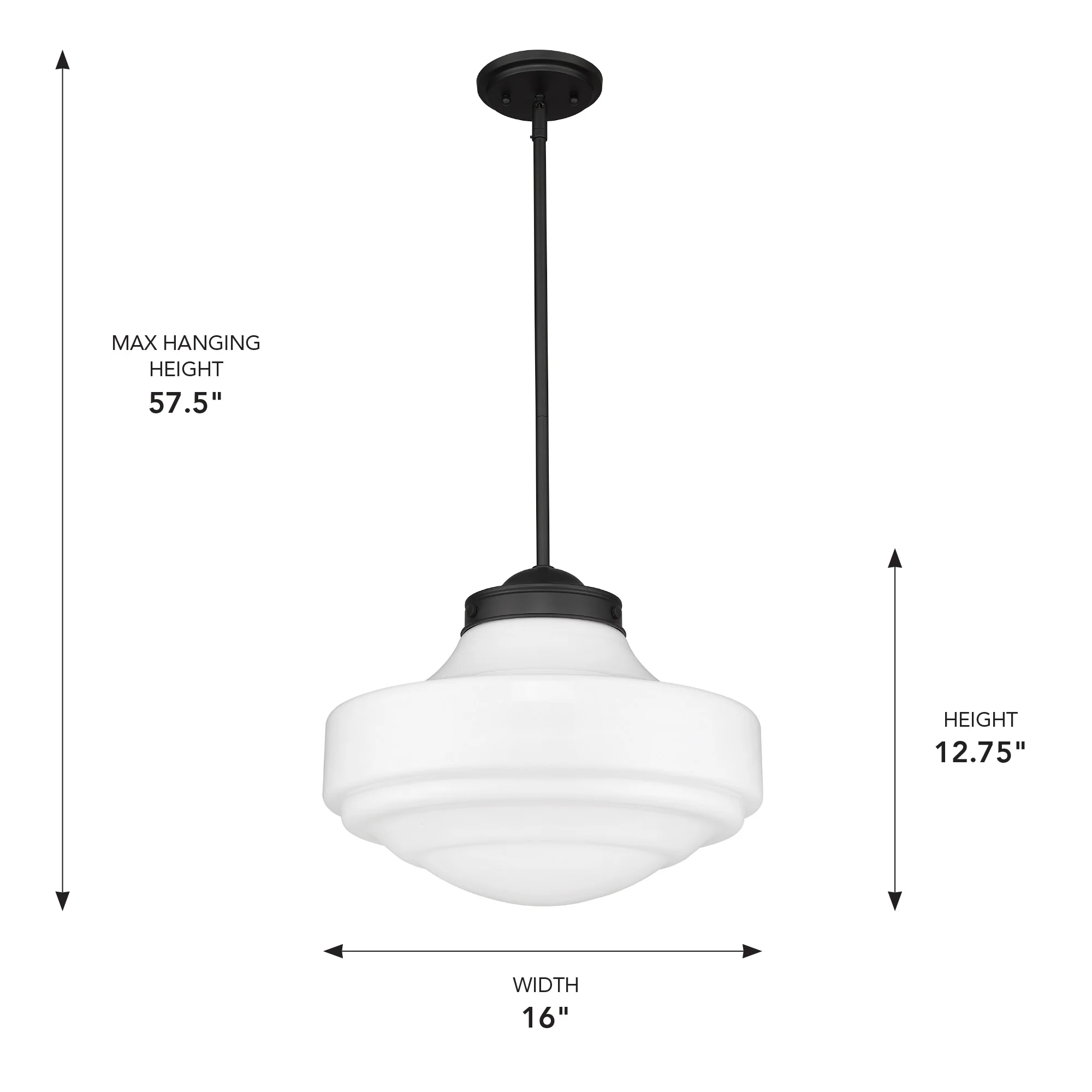 Ingalls 1-light 16in Pendant in Matte Black and Vintage Milk Glass - Image 5