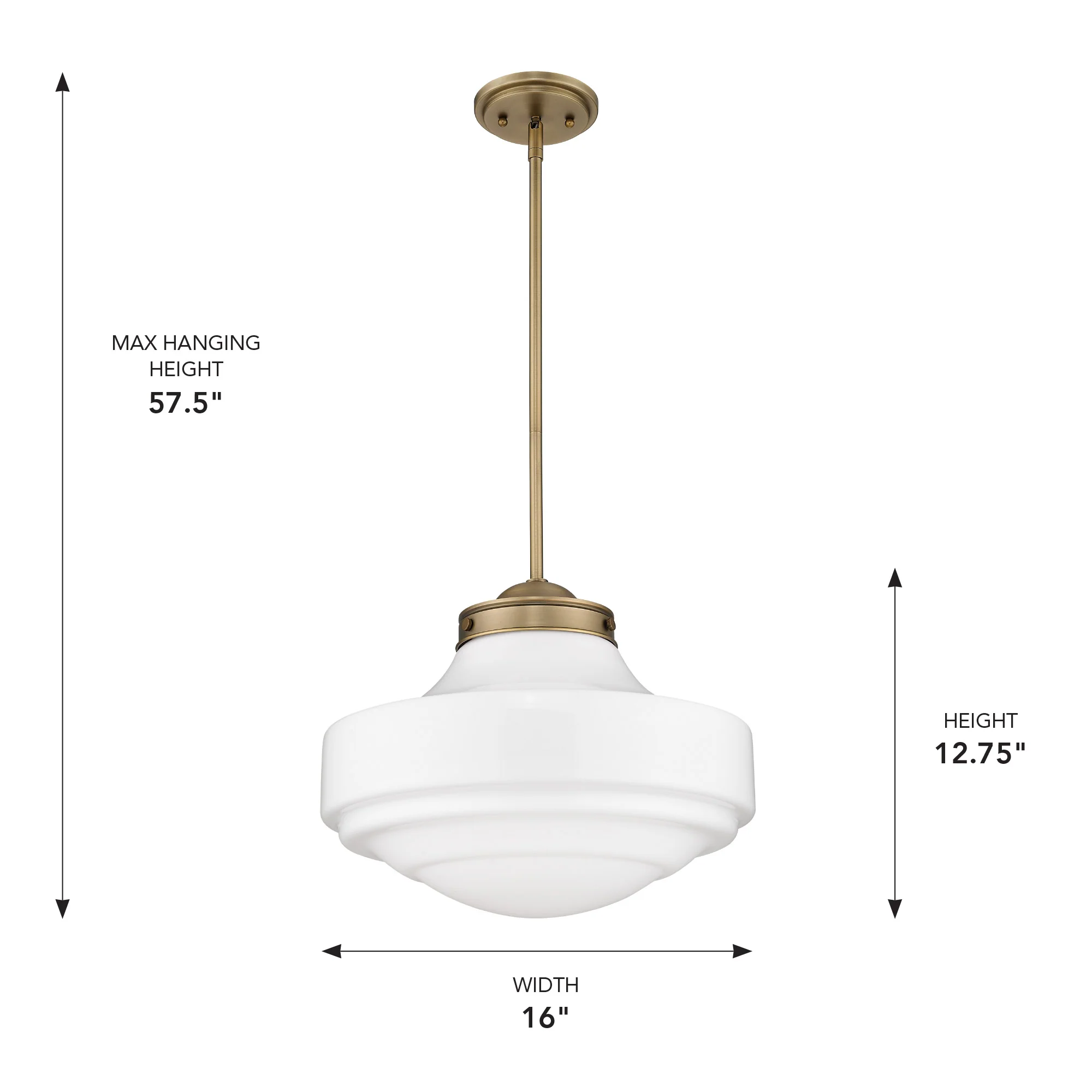 Ingalls 1-light 16in Pendant in Modern Brass and Vintage Milk Glass - Image 6