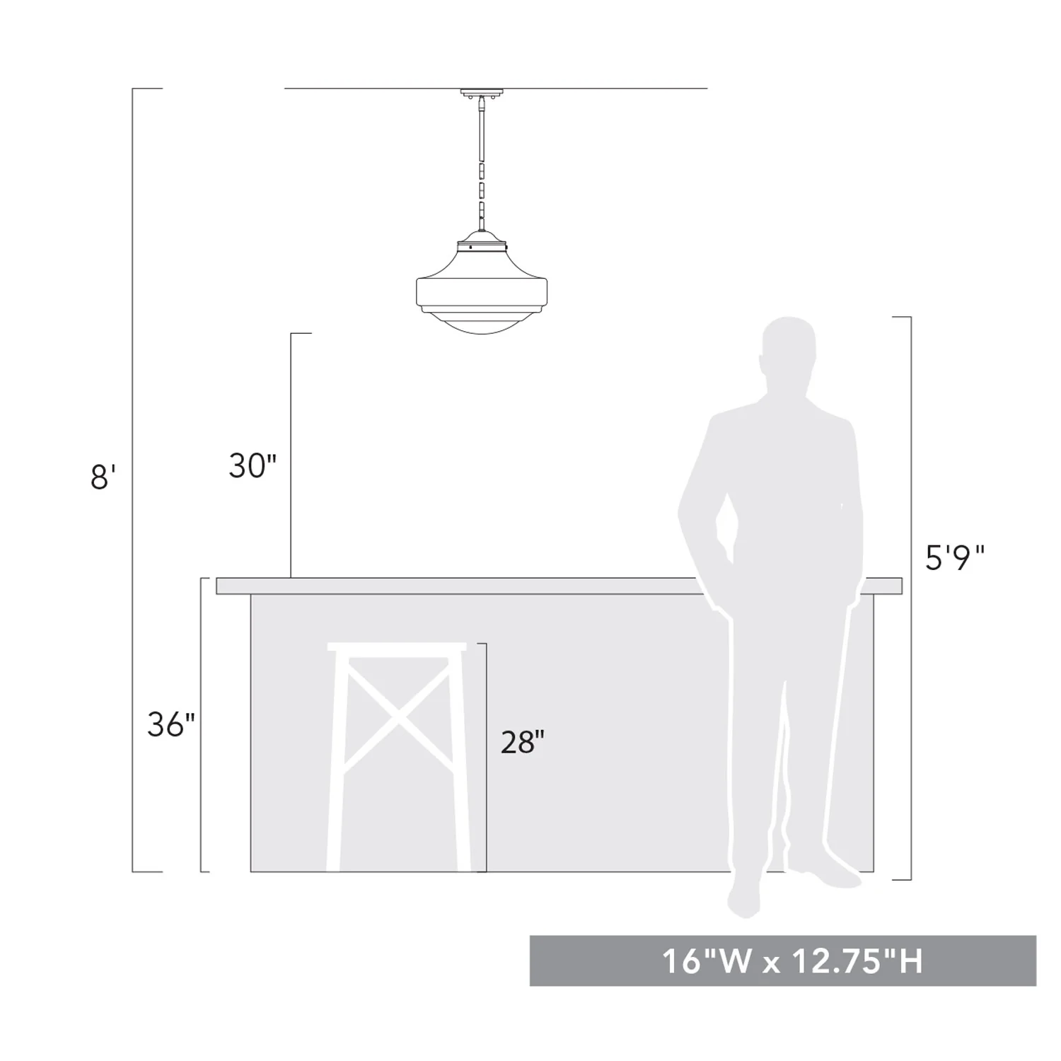 Ingalls 1-light 16in Pendant in Modern Brass and Vintage Milk Glass - Image 7