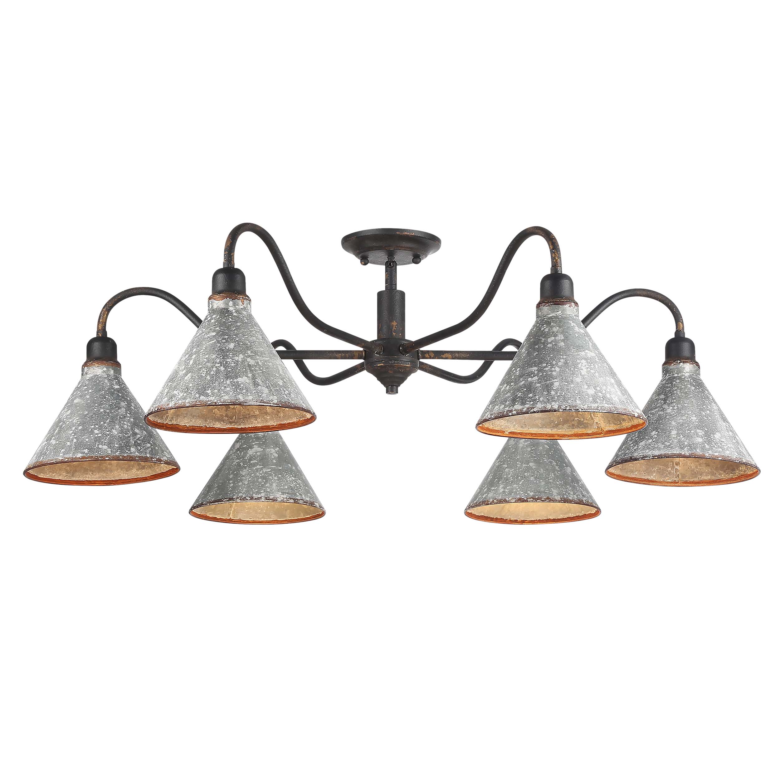 Jasper 6-light Semi-Flush Mount in Antique Black Iron