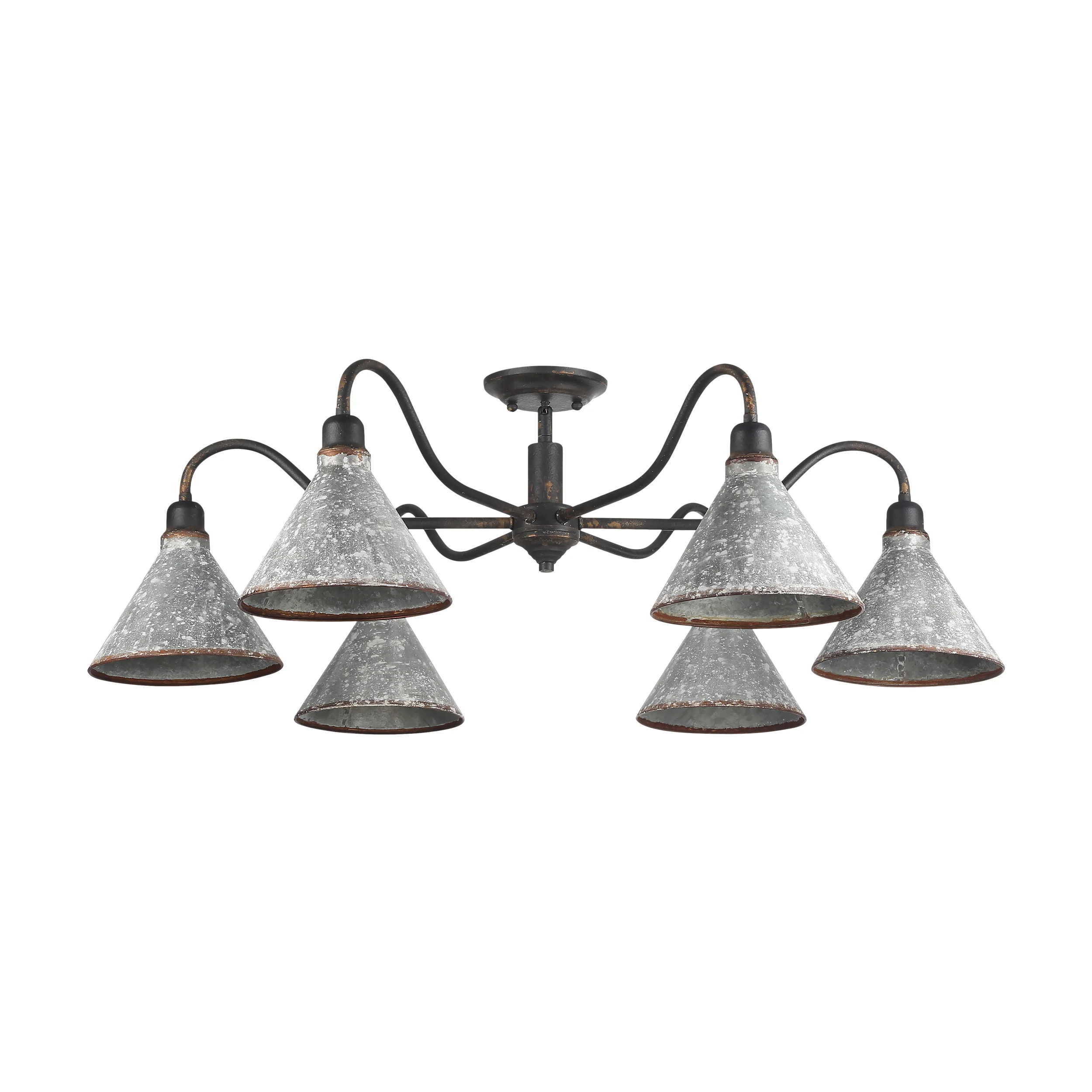 Jasper 6-light Semi-Flush Mount in Antique Black Iron - Image 3