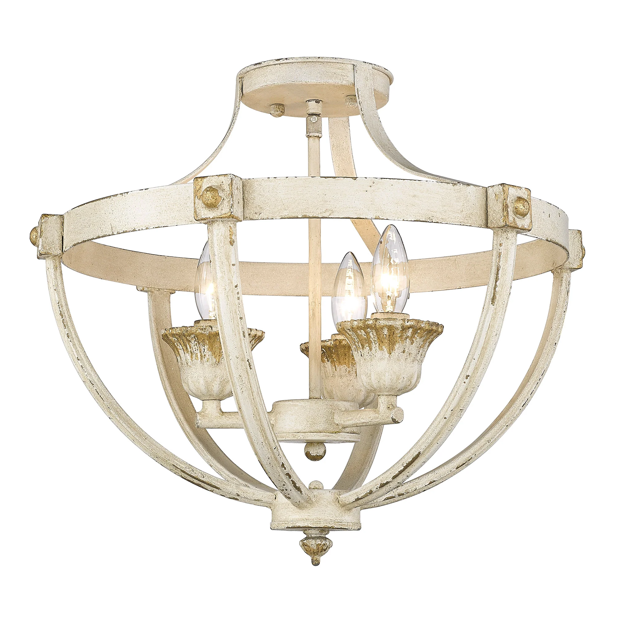 Jules 3-light Semi-Flush Mount in Antique Ivory