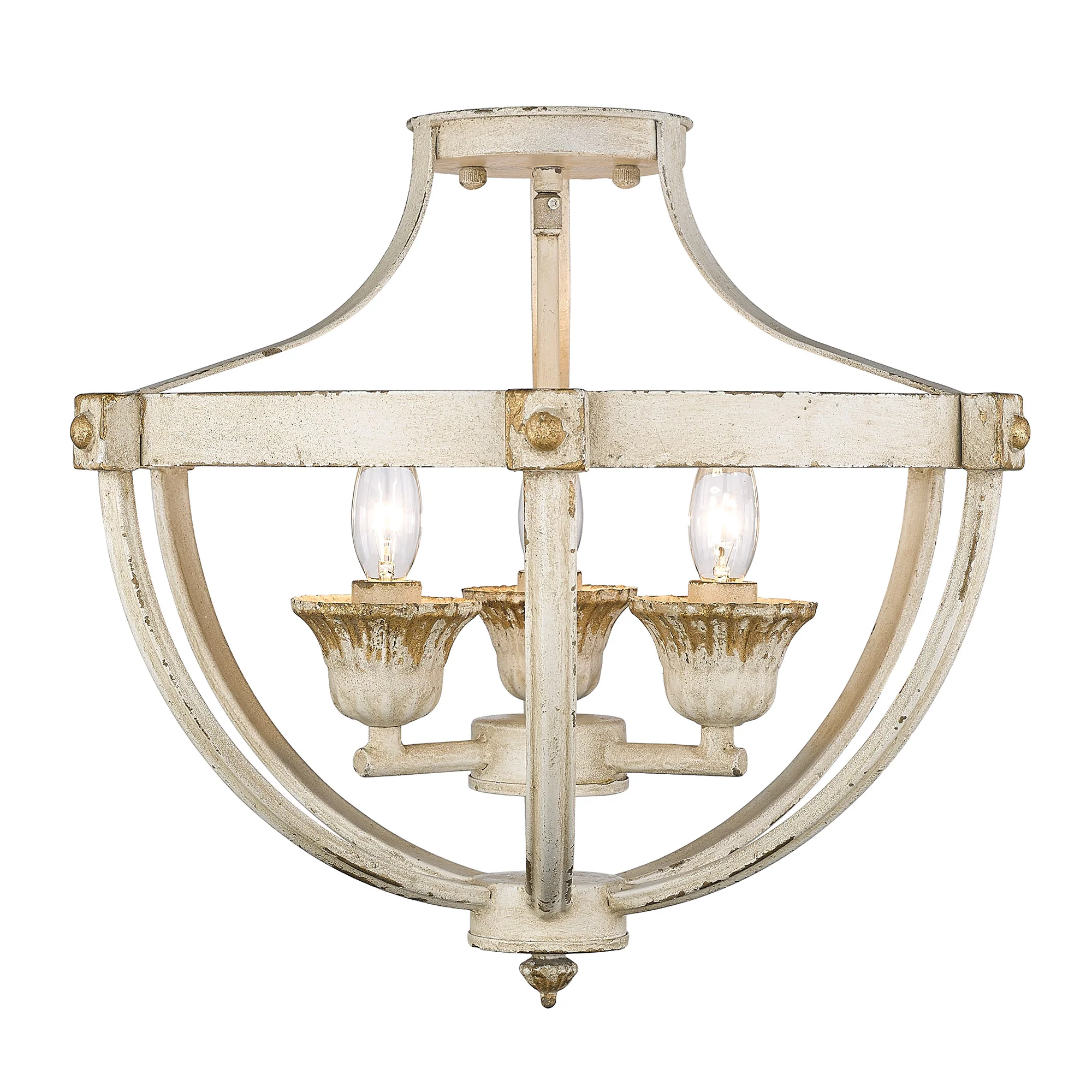 Jules 3-light Semi-Flush Mount in Antique Ivory - Image 2