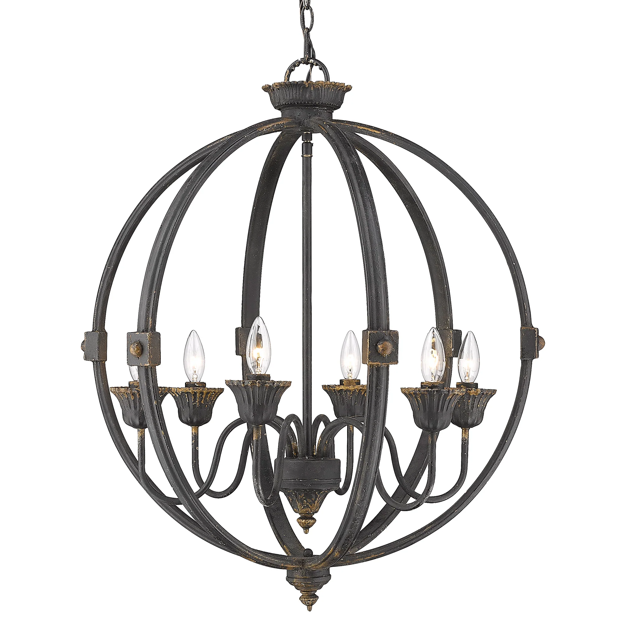 Jules 6-light Chandelier in Antique Black Iron