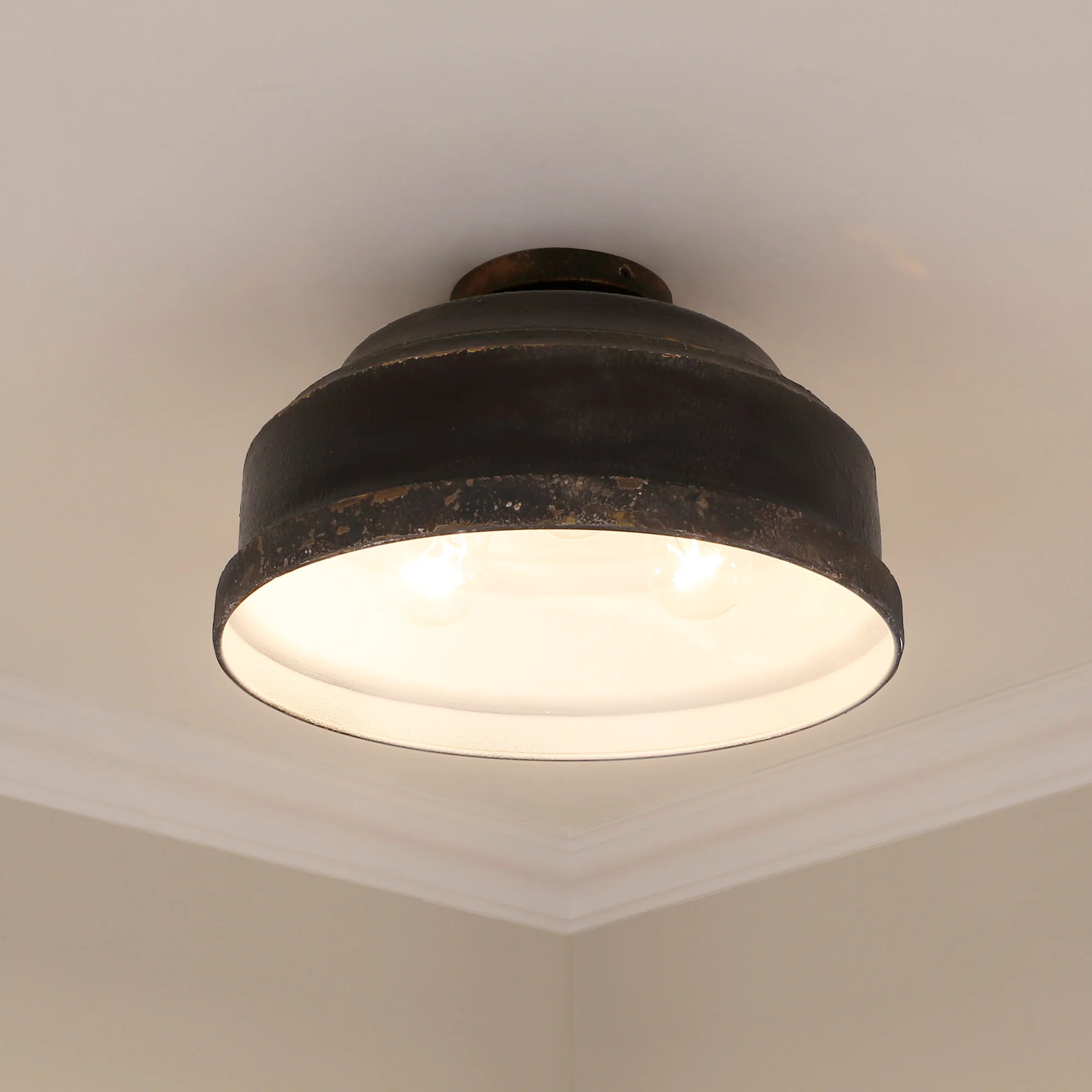 Keating 3-light Flush Mount in Antique Black Iron - Image 3