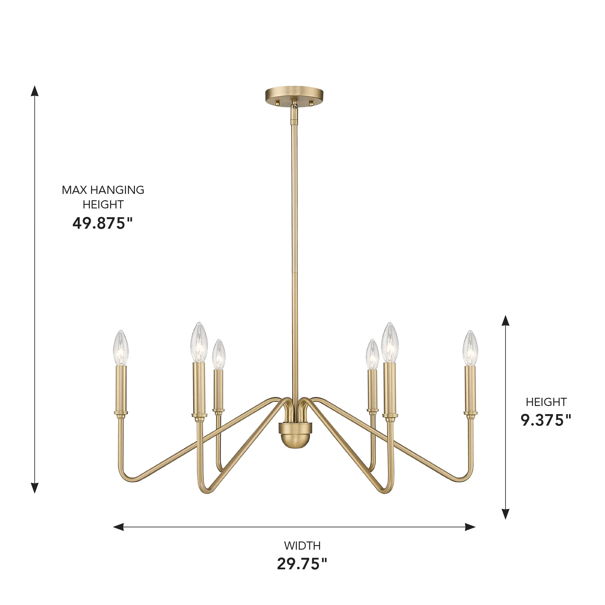 Kennedy 6-light Chandelier in Brushed Champagne Brass - Image 4