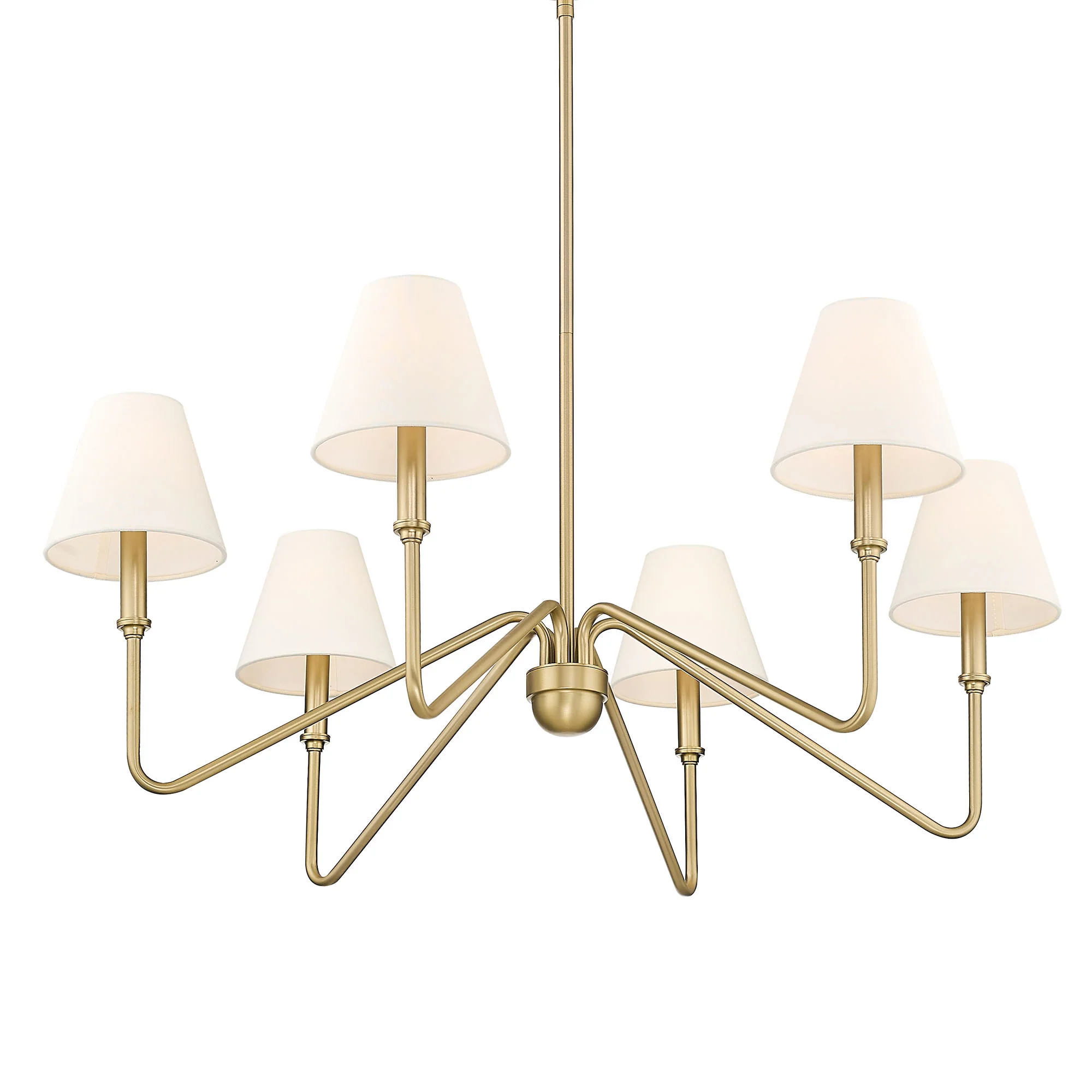 Kennedy 6-light Chandelier in Brushed Champagne Brass and Ivory Linen shade