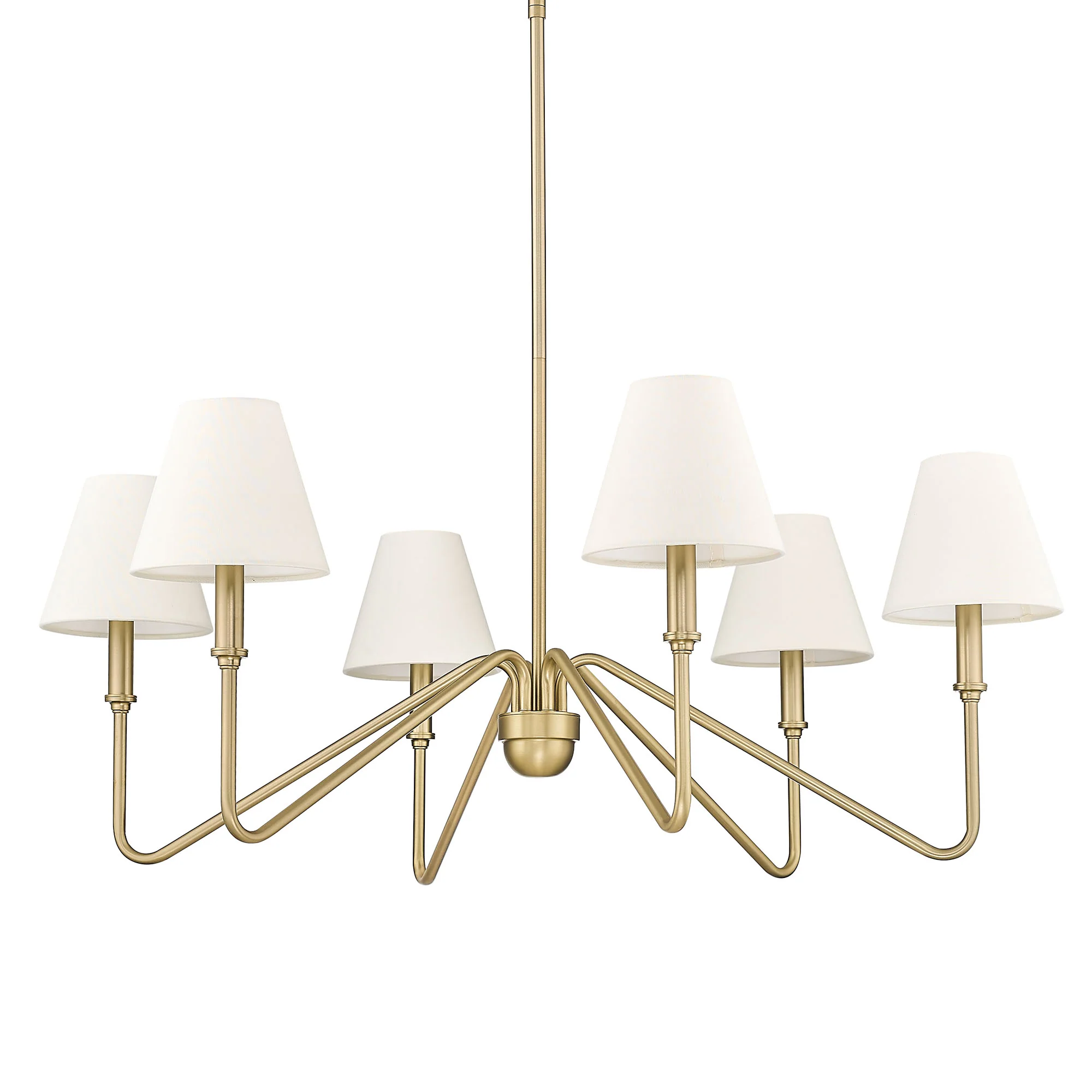 Kennedy 6-light Chandelier in Brushed Champagne Brass and Ivory Linen shade - Image 3
