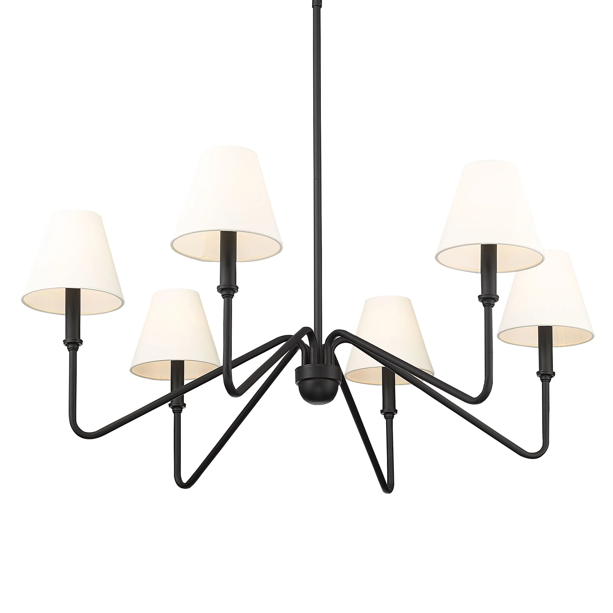 Kennedy 6-light Chandelier in Natural Black and Ivory Linen shade