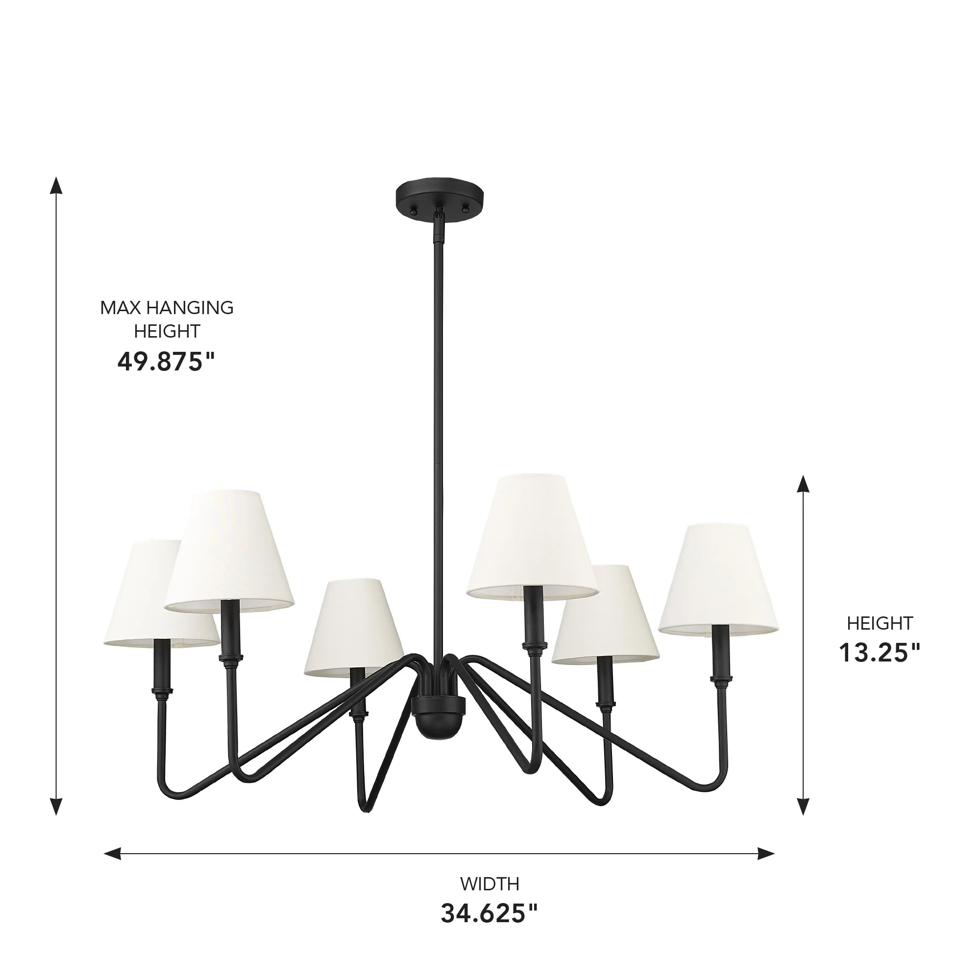 Kennedy 6-light Chandelier in Natural Black and Ivory Linen shade - Image 5