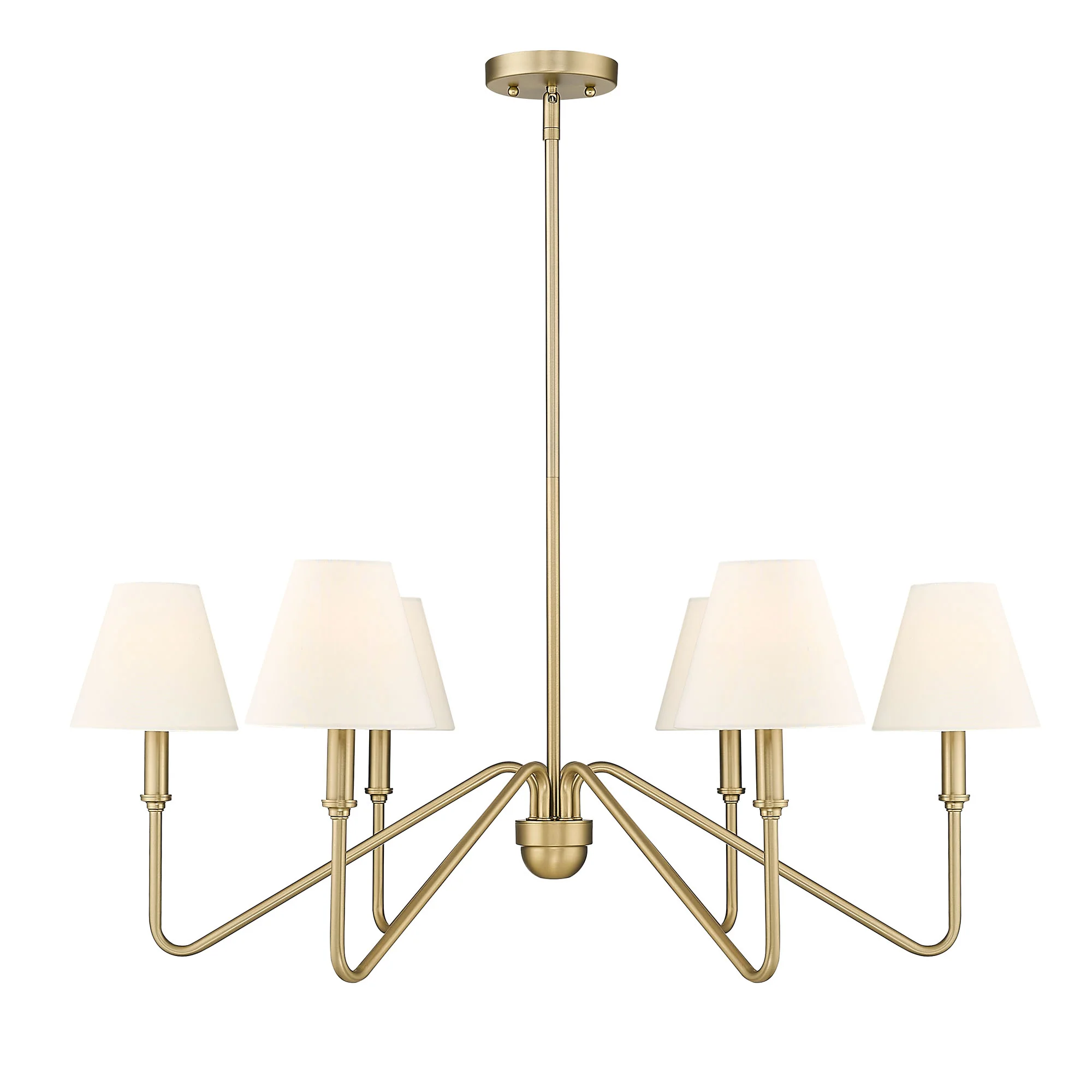 Kennedy 6-light Island Light in Brushed Champagne Brass and Ivory Linen shade - Image 2