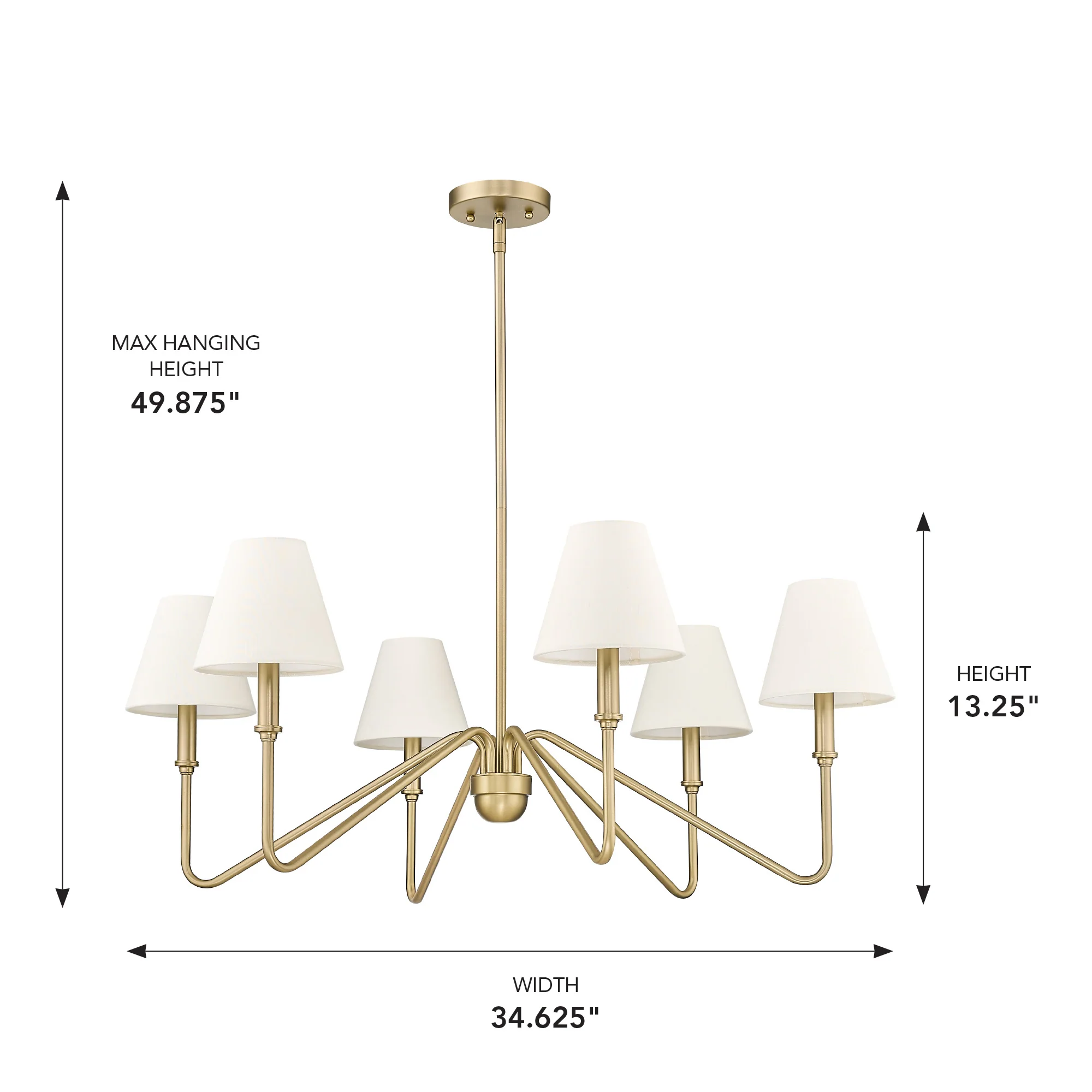 Kennedy 6-light Island Light in Brushed Champagne Brass and Ivory Linen shade - Image 5