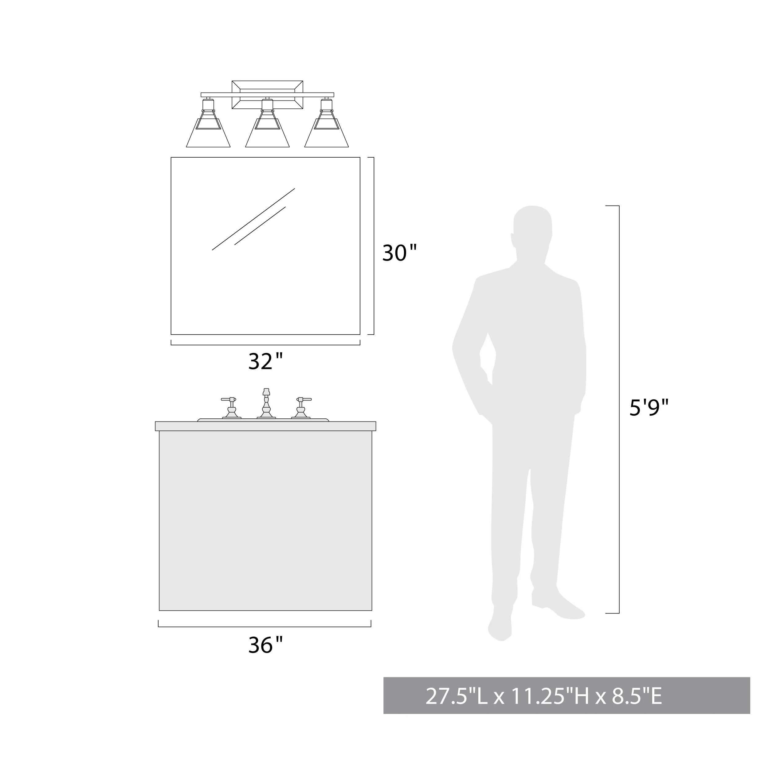 Kepler 3-light Vanity in Matte Black - Image 6