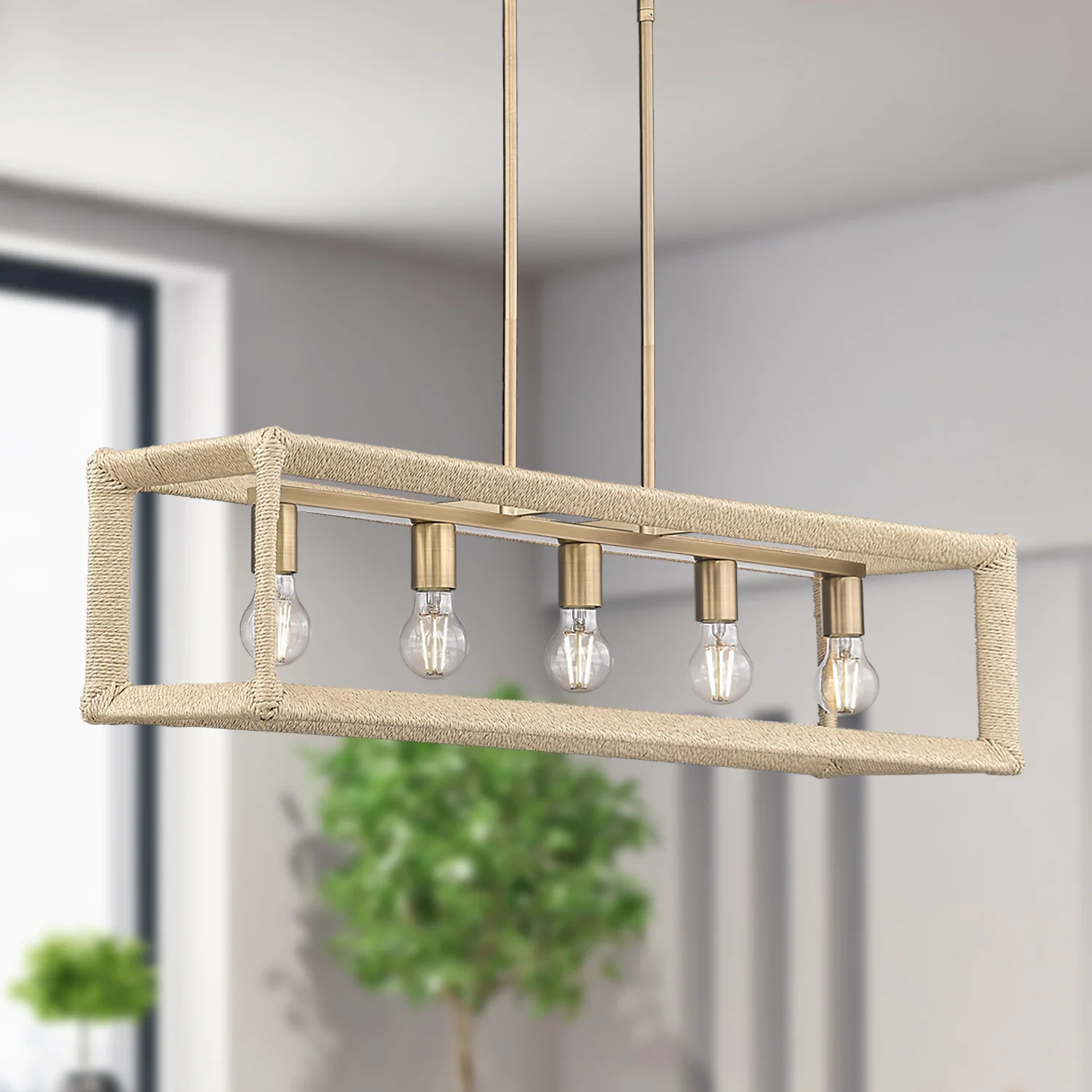 Kimber 5-light Island Light in Modern Brass - Image 6