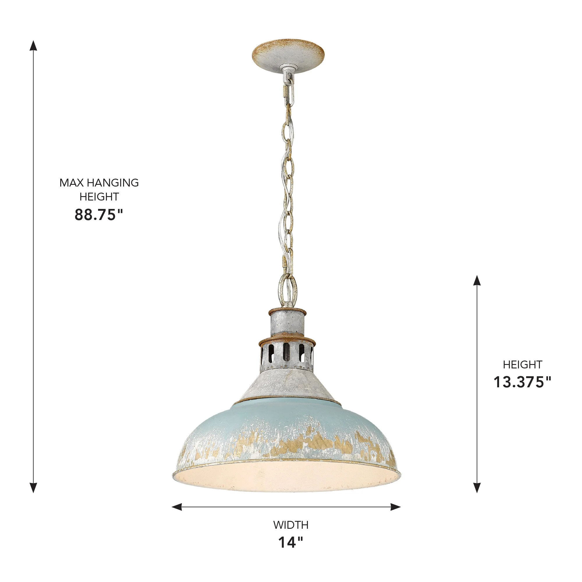 Kinsley 1-light Pendant in Antique Teal shade - Image 3