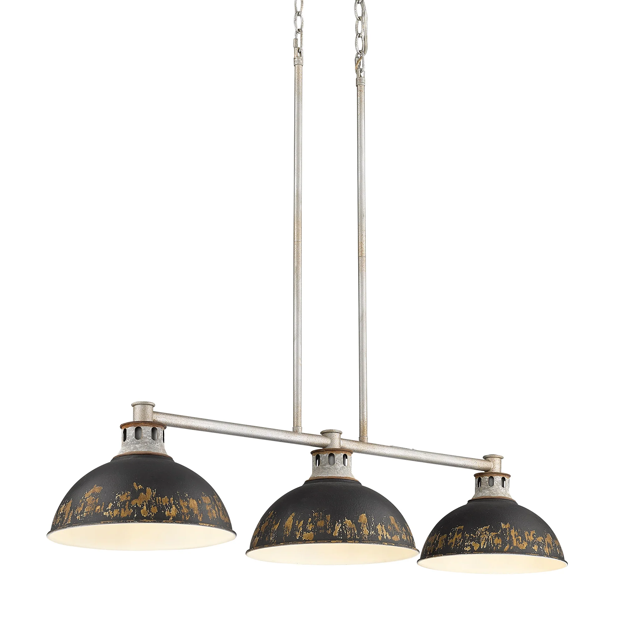 Kinsley 3-light Island Light in Antique Black Iron shade
