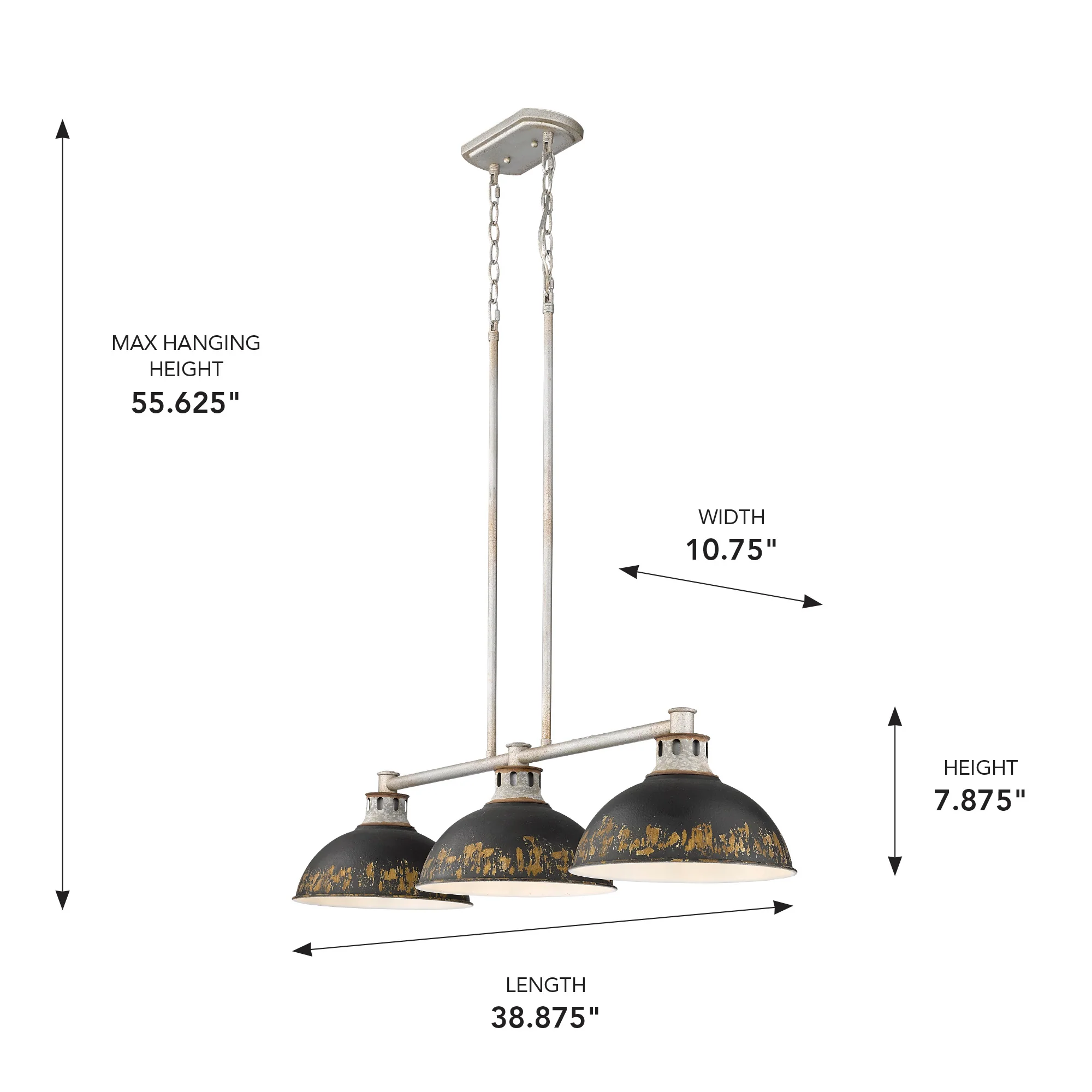 Kinsley 3-light Island Light in Antique Black Iron shade - Image 6