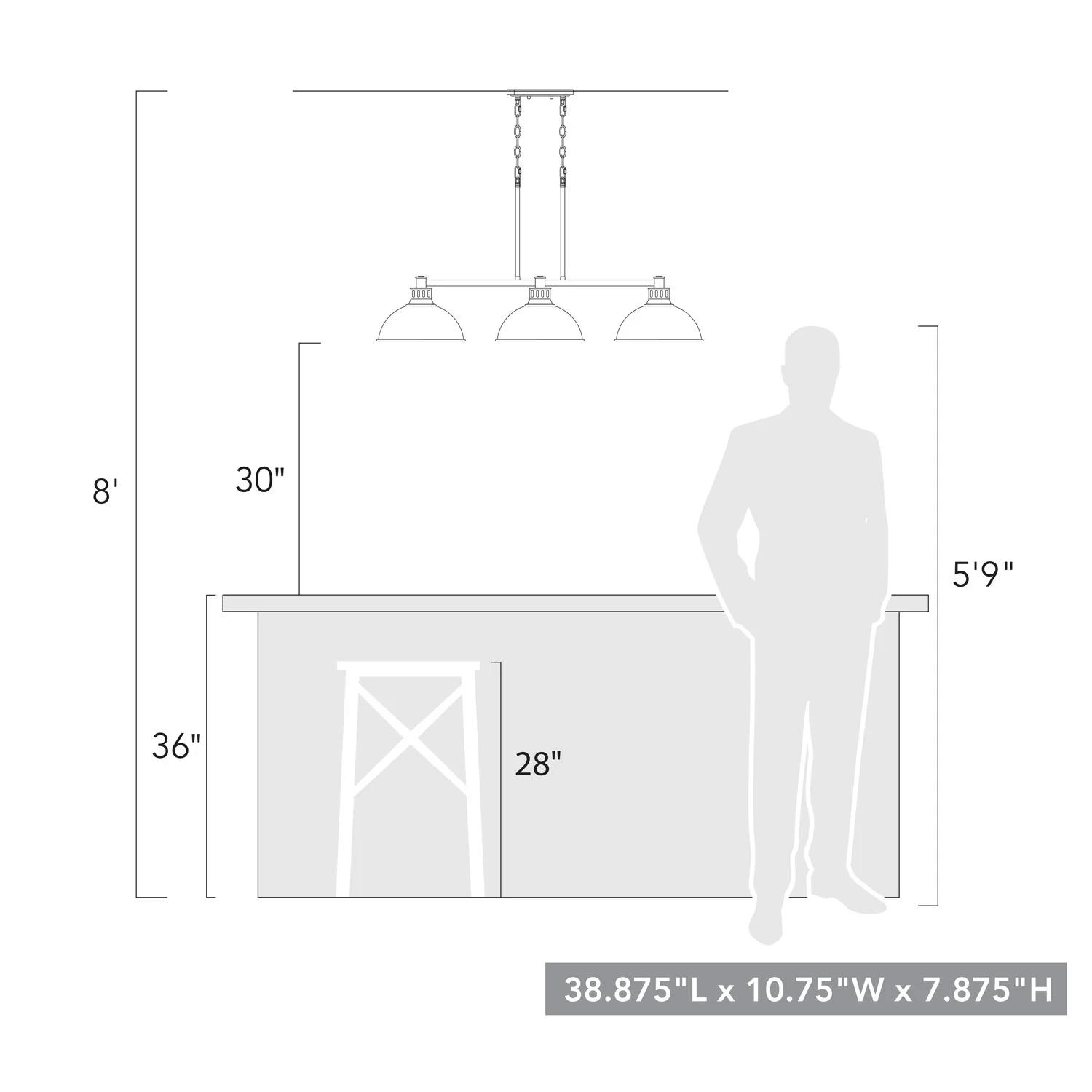 Kinsley 3-light Island Light in Antique Black Iron shade - Image 7
