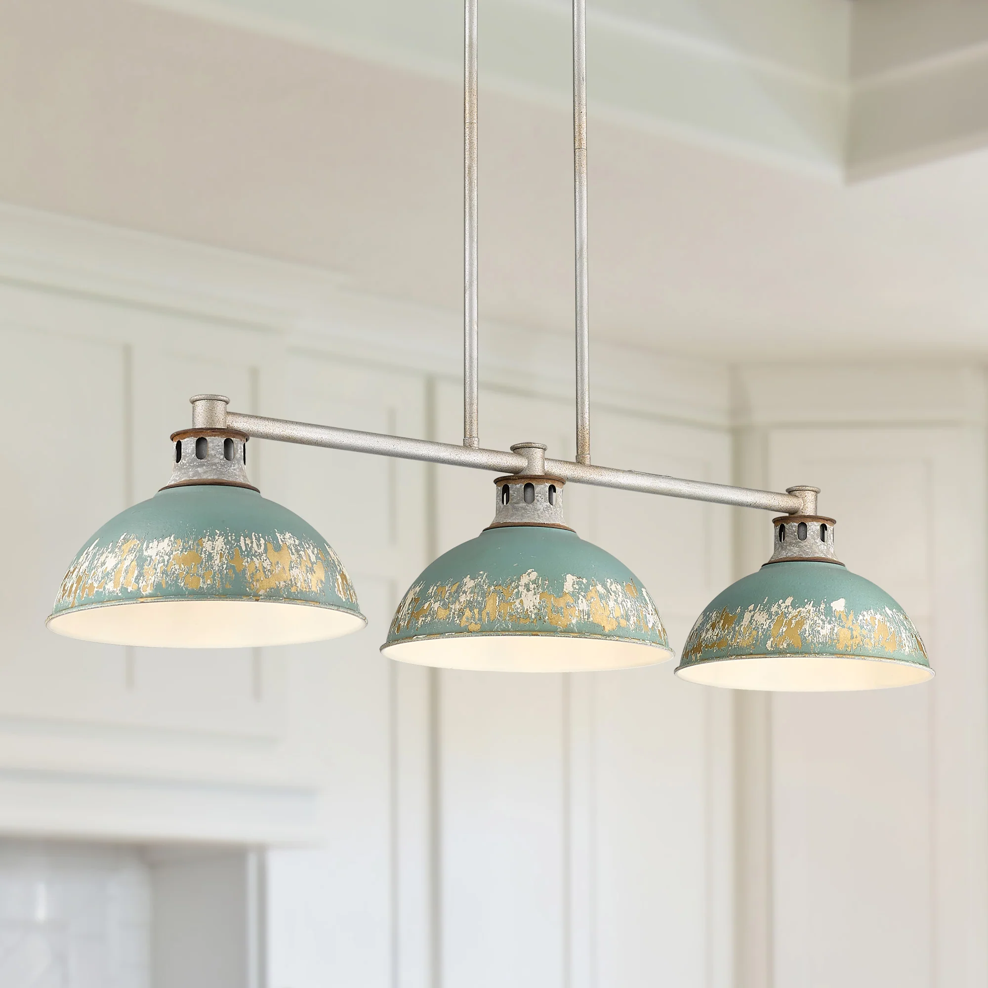 Kinsley 3-light Island Light in Antique Teal shade - Image 4